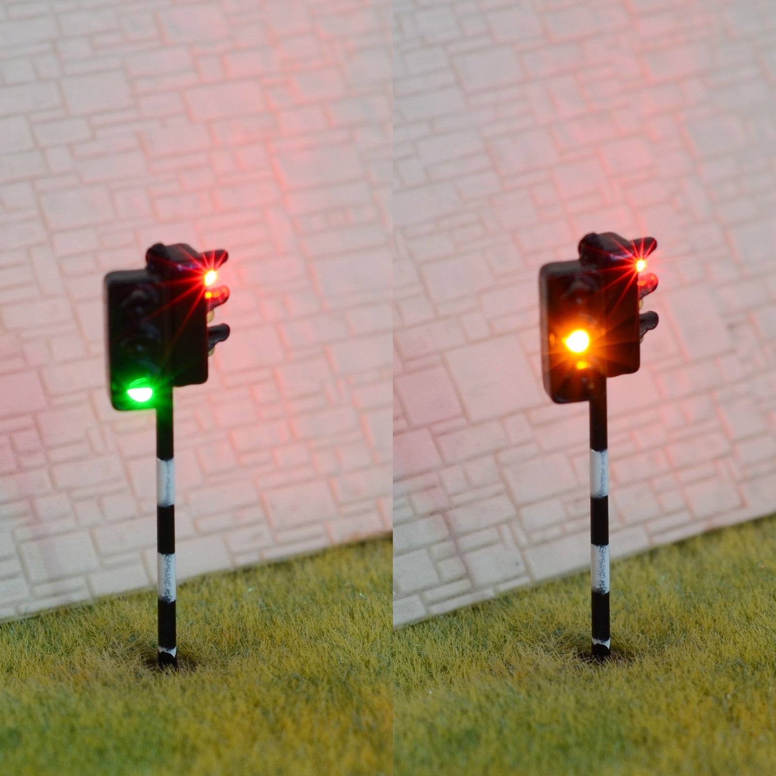 2 x traffic signal HO OO model railroad crossing walk LED pedestrian light #ZB33