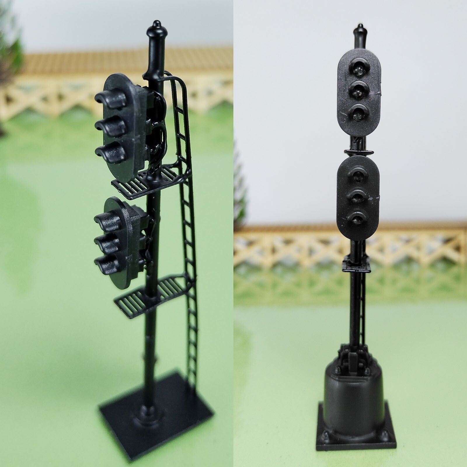 1 x HO scale model railroad 2 heads 3 + 3 aspects block signal LED made #K33SpBK