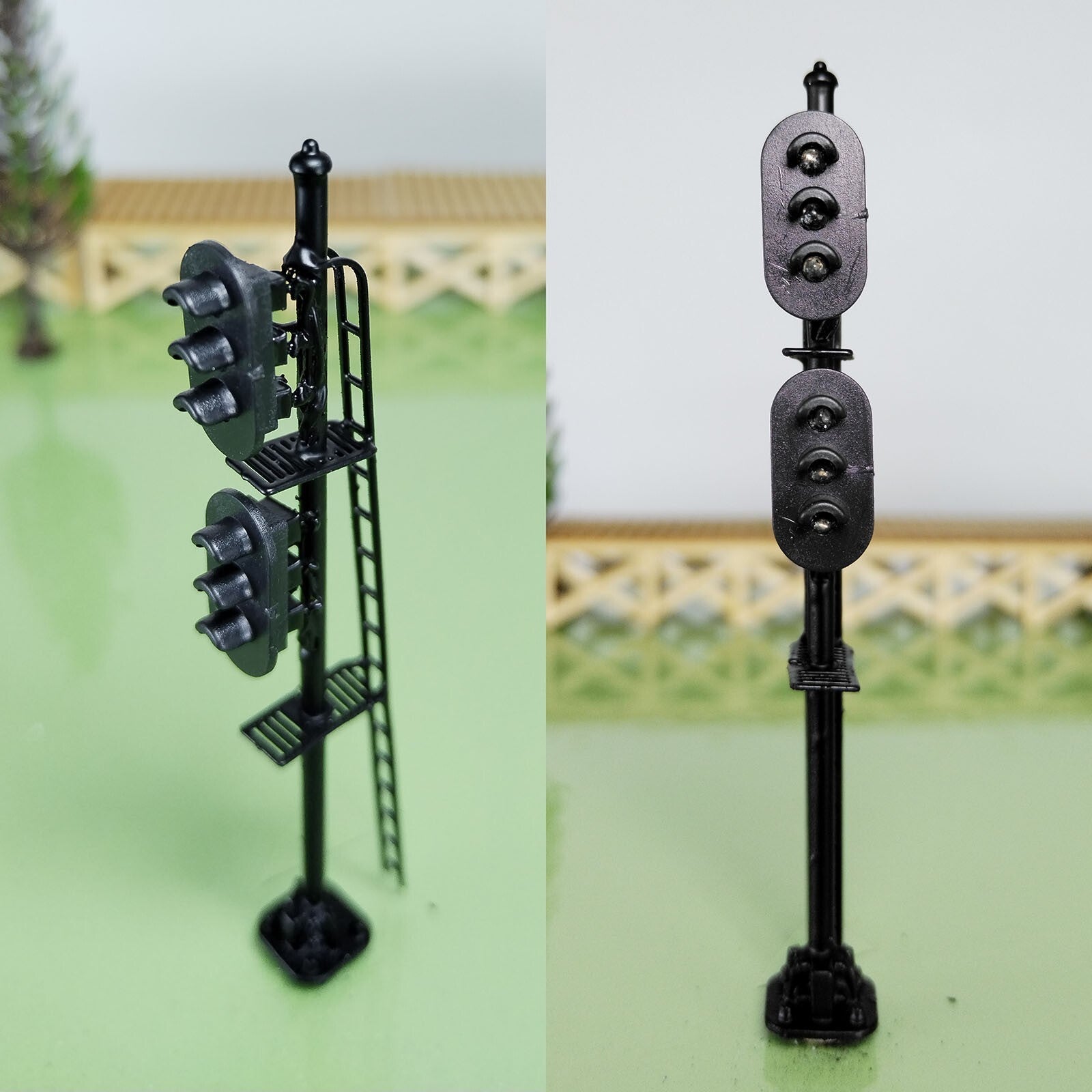 1 x HO scale model railroad 2 heads 3 + 3 aspects block signal LED made #K33SgBK