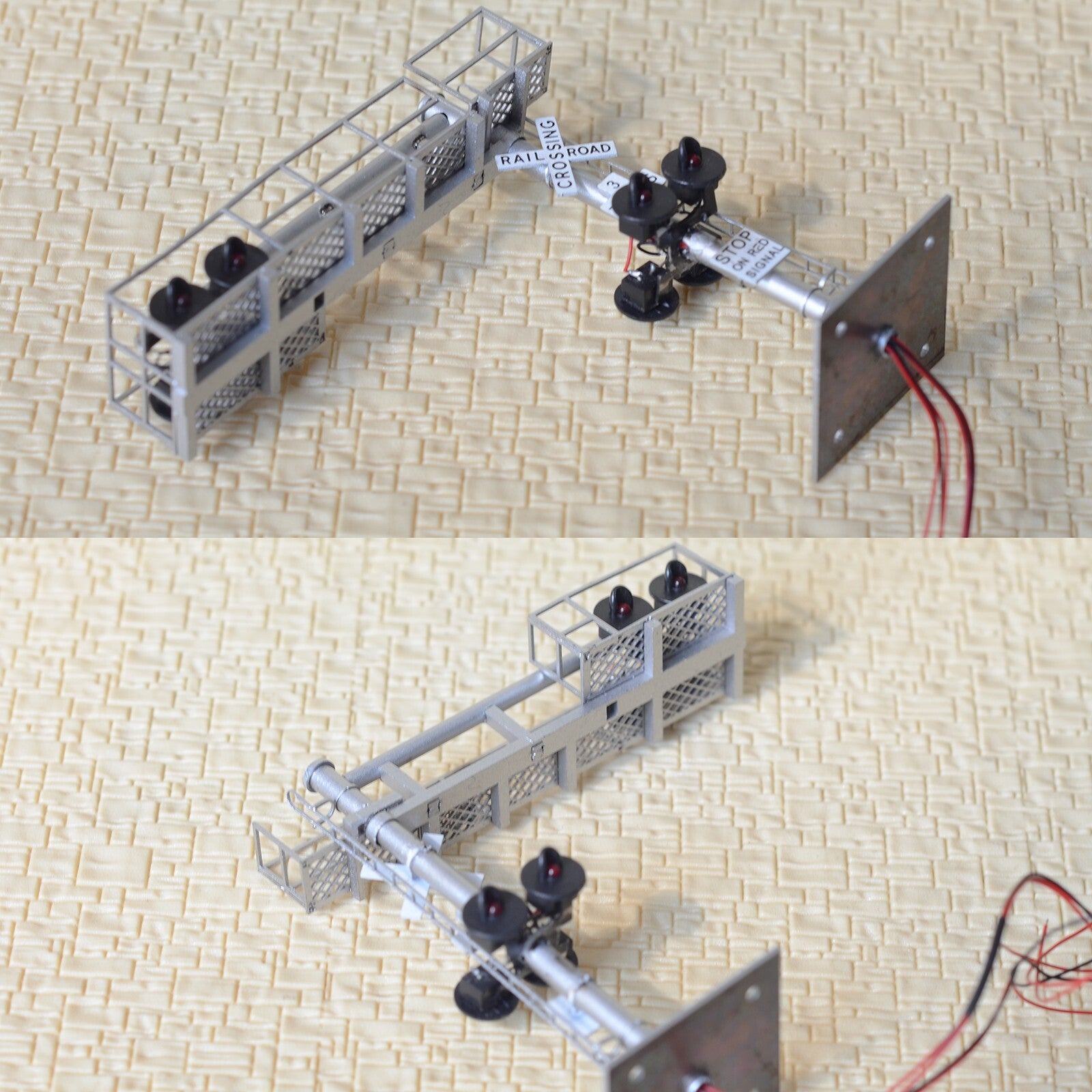 1 x HO scale model railroad cantilever grade crossing signal 3 tracks #C38