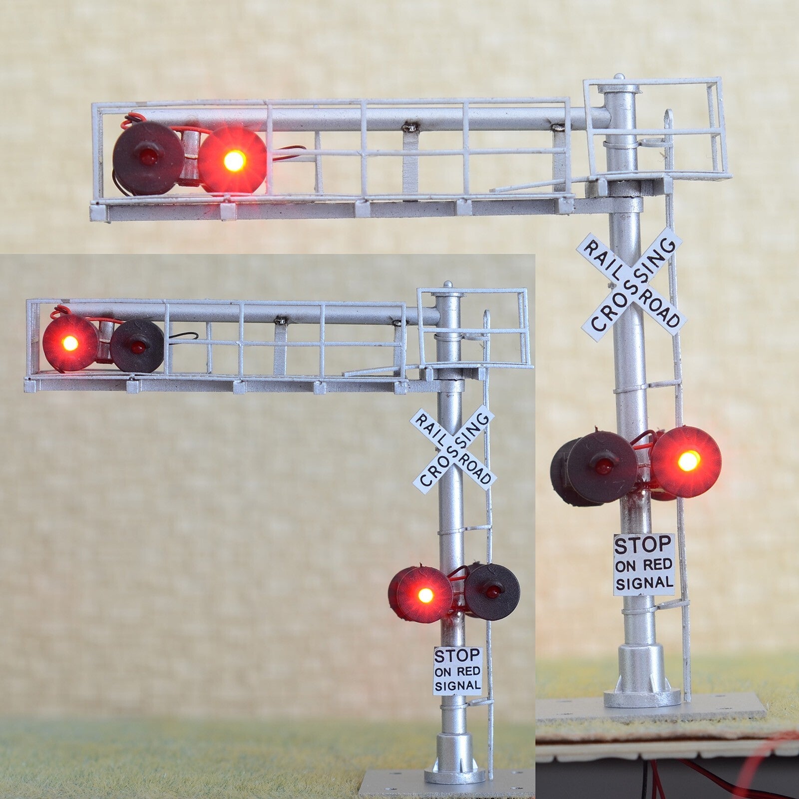 1 x HO scale model railroad cantilever grade crossing signal no track sign #C08