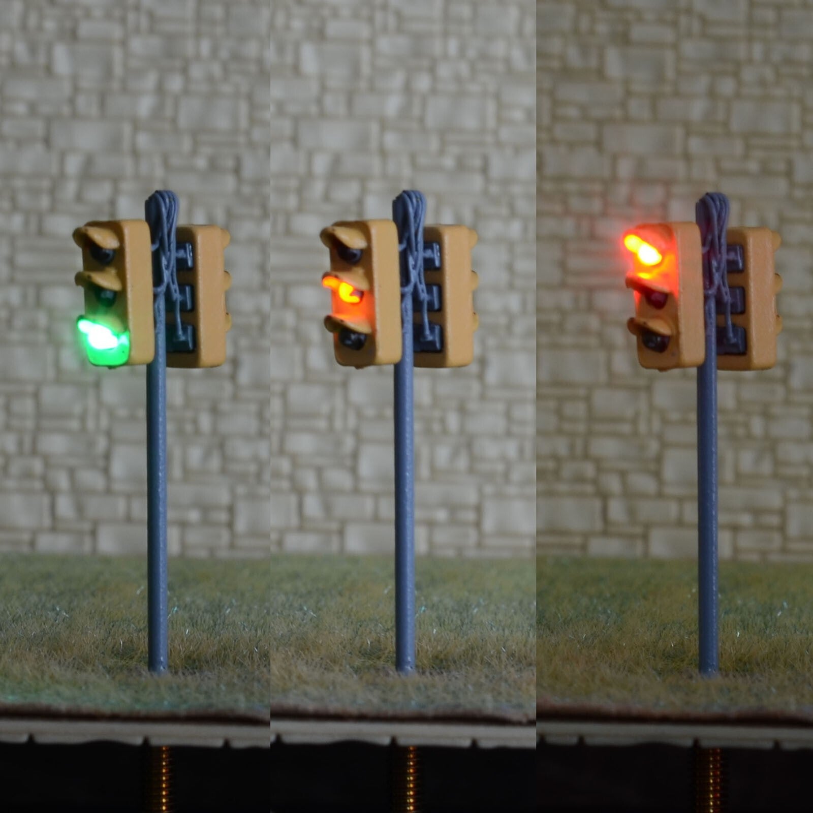 2 x traffic signal light HO OO Scale Model railroad crossing walk led lamp #H33