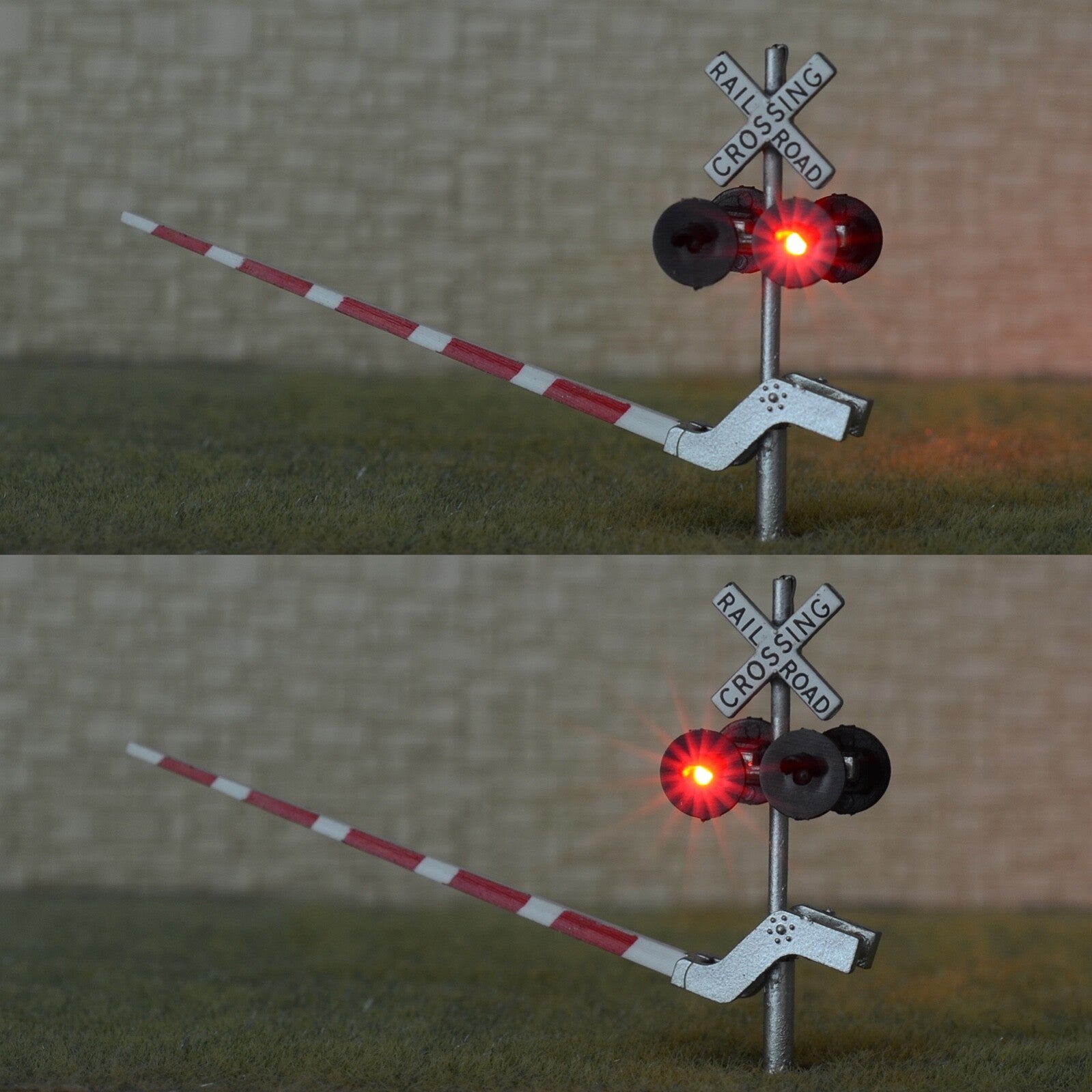 2 x HO scale railroad crossing signal arm gate stop lever flasher any track #S40