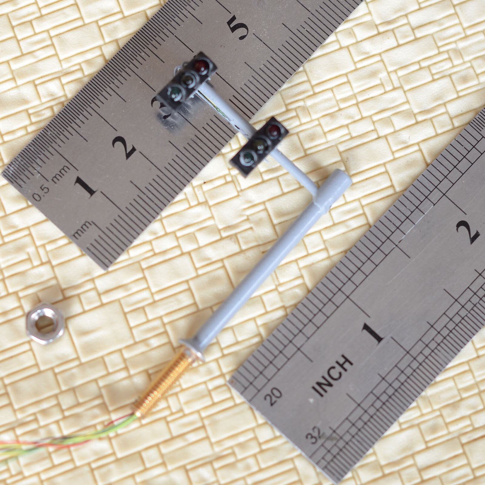 2 x traffic lights N scale crossing walk model LED pedestrian street signals #BL