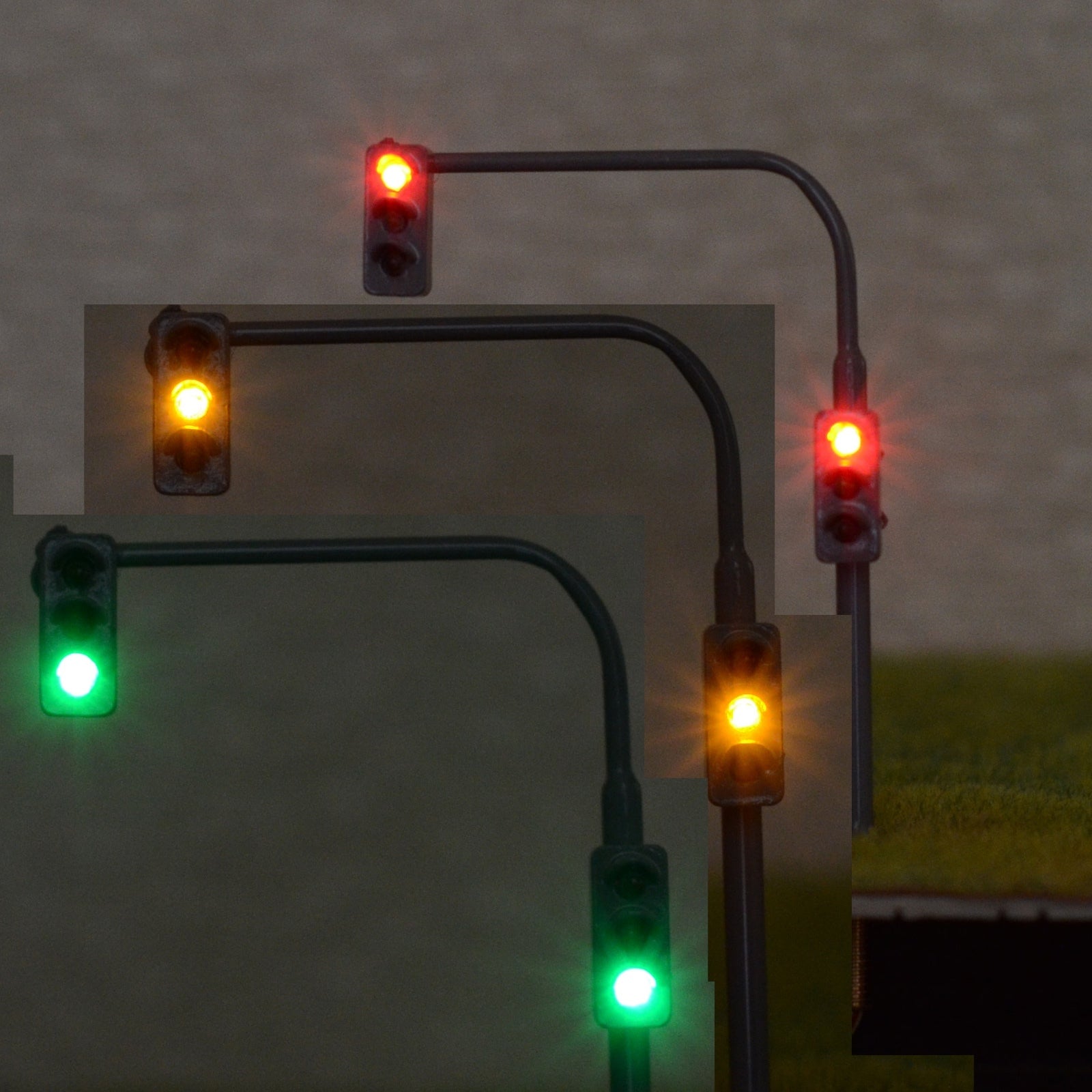 2 x traffic light signal HO OO scale model railroad crossing walk led #LBGR