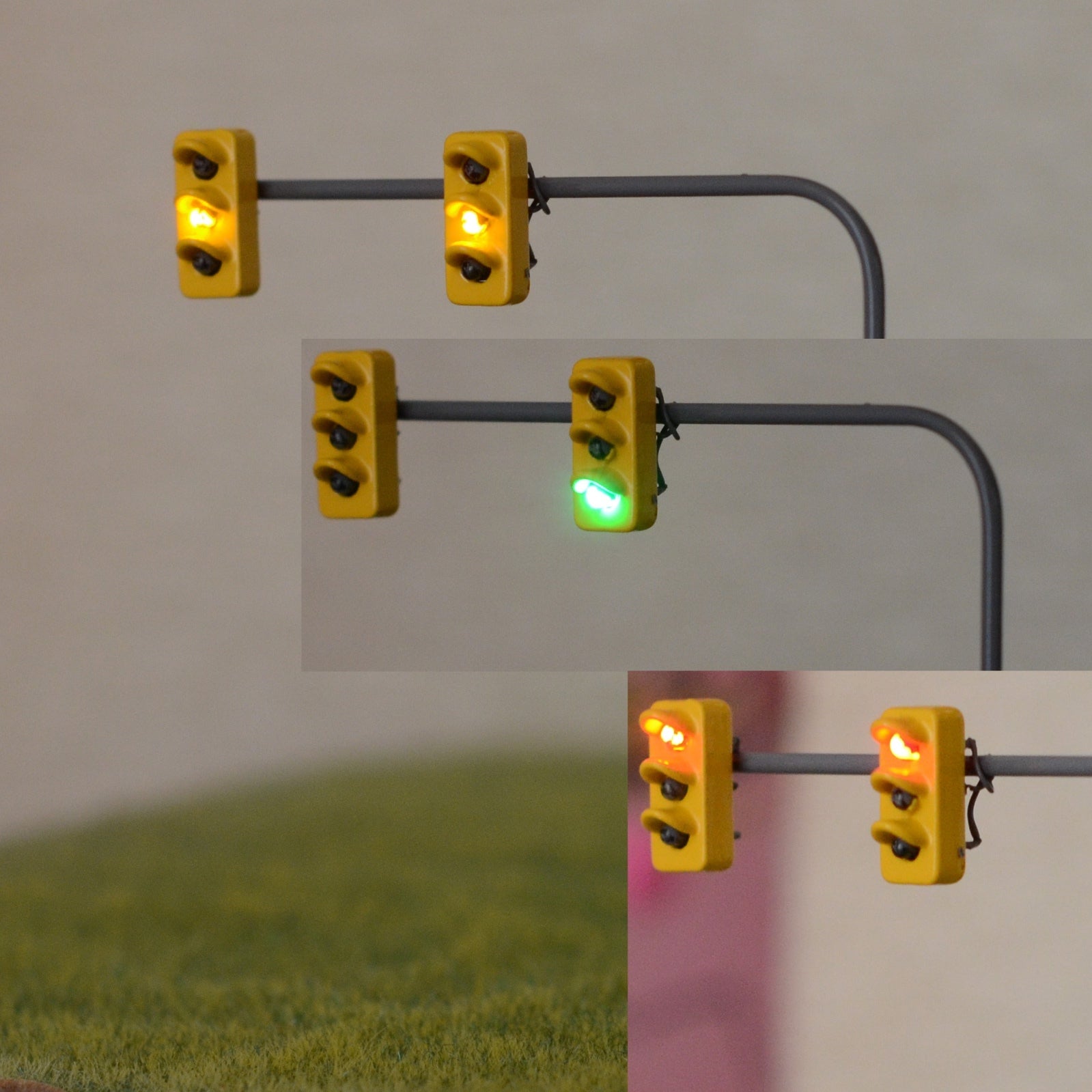 2 x HO / OO traffic light signal LED model train crossing walk Street #2BOR