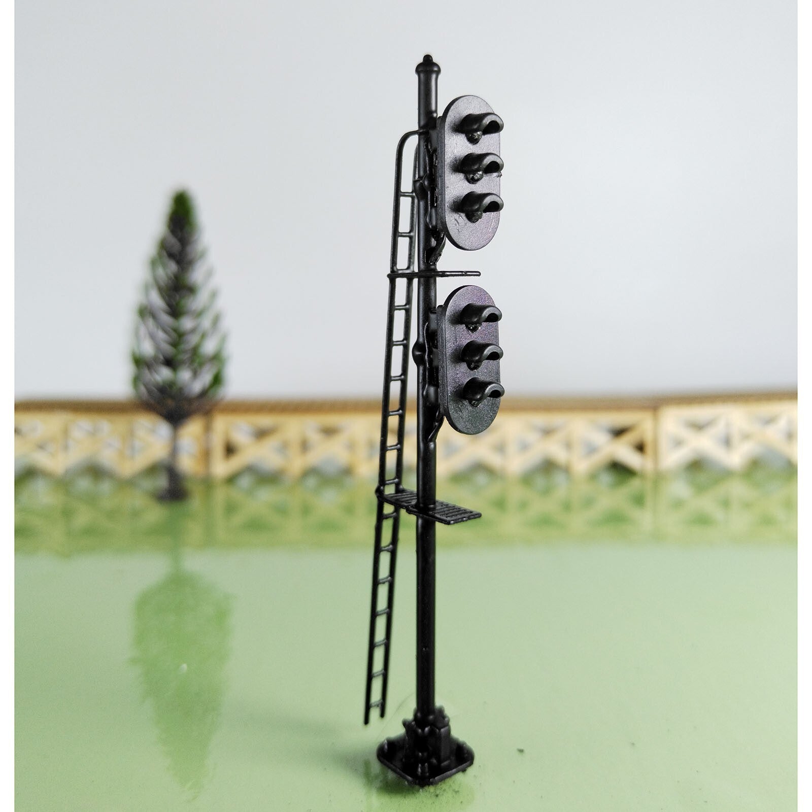 1 x HO scale model railroad 2 heads 3 + 3 aspects block signal LED made #K33SgBK