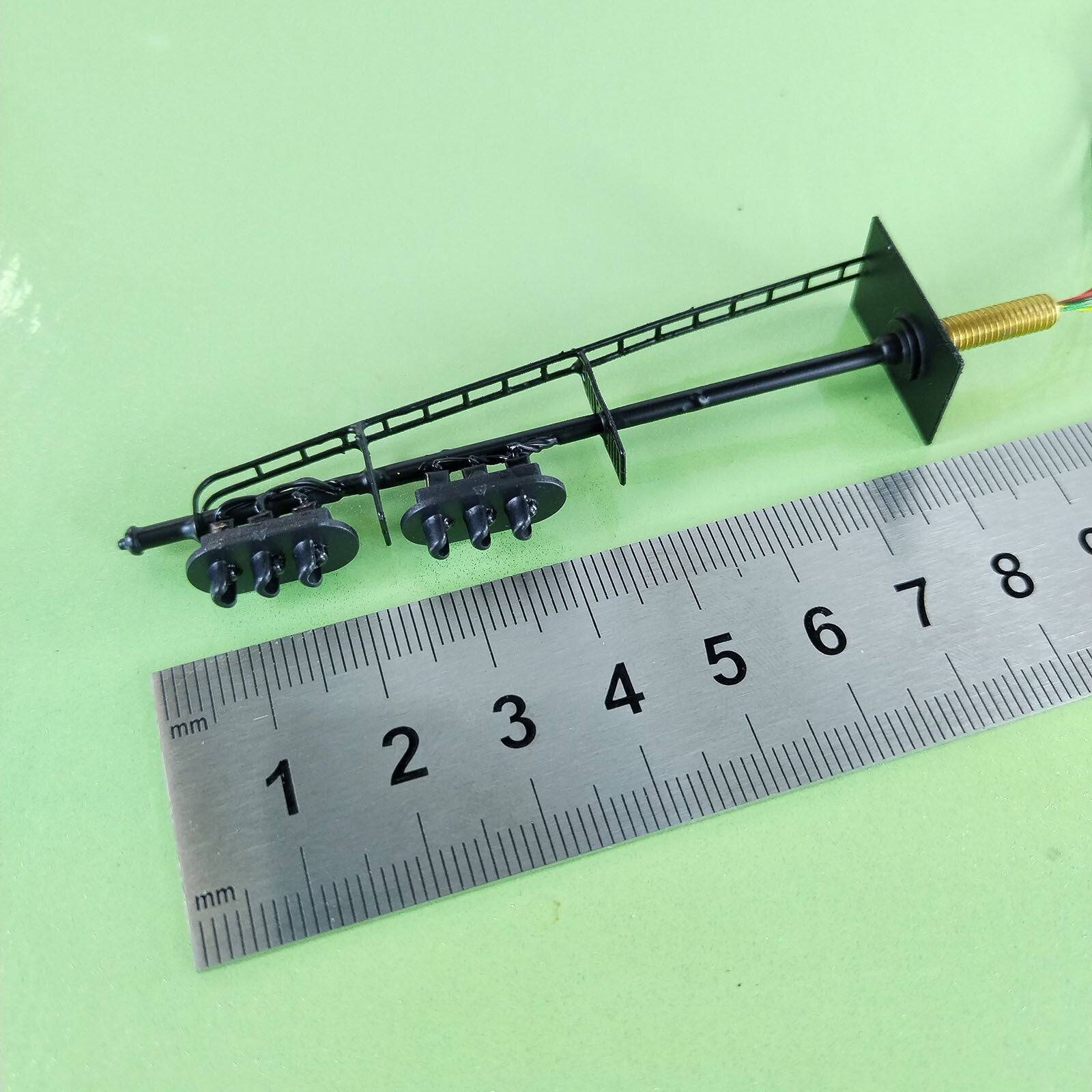 1 x HO scale model railroad 2 heads 3 + 3 aspects block signal LED made #K33SrBK