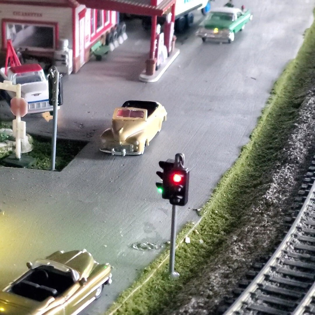 2 x traffic signal light HO OO Scale Model railroad crossing walk led lamp #GR33