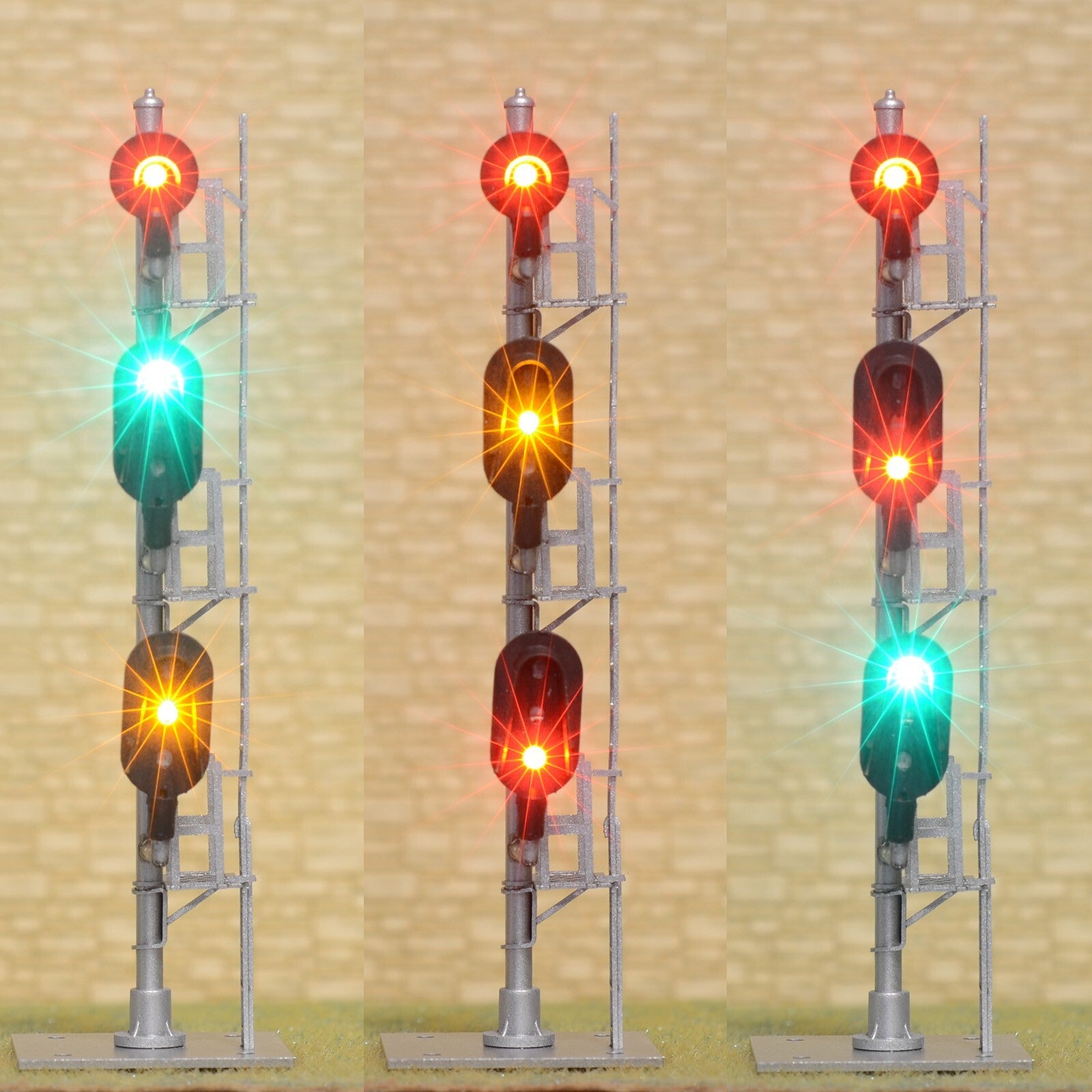 1 x HO scale model 3 colors block signal 3 heads Darth Vader style LED #F133