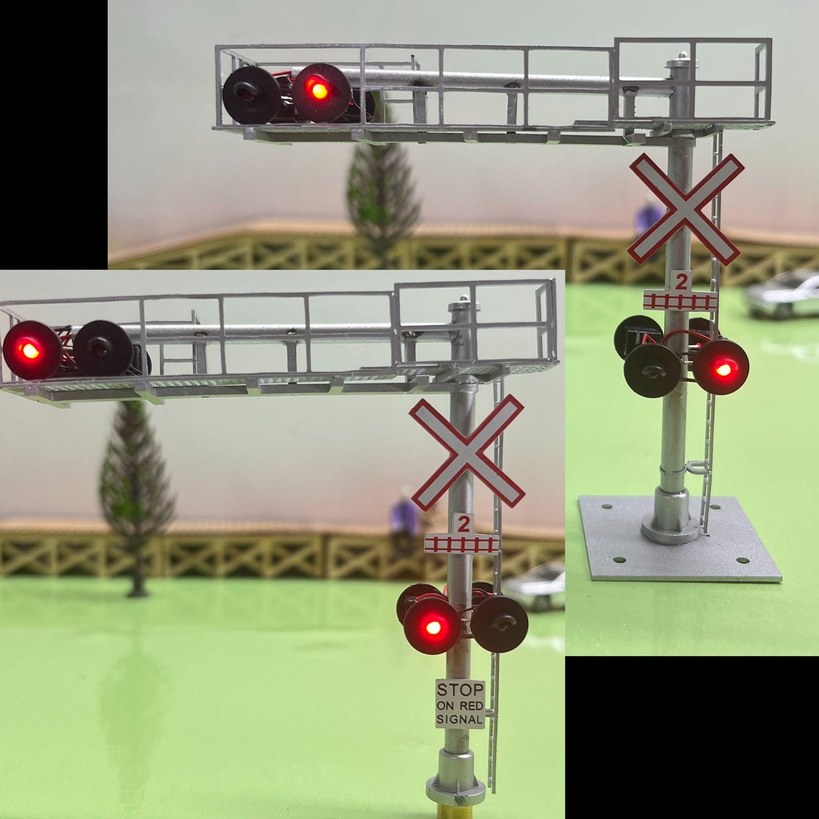 1 x HO scale model railroad Canadian cantilever grade crossing signal #C28c