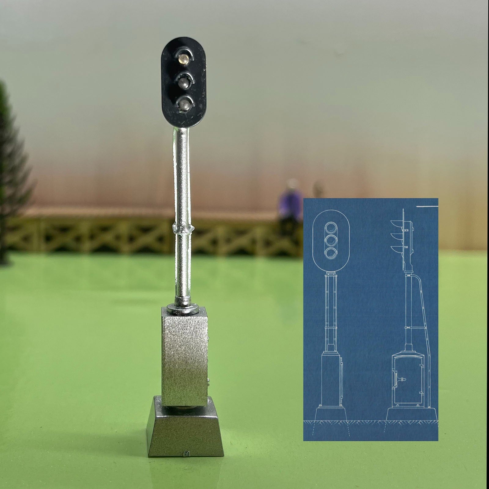 1 x HO scale model railroad 3 aspects block signal LED 3 colors light #KC06ws