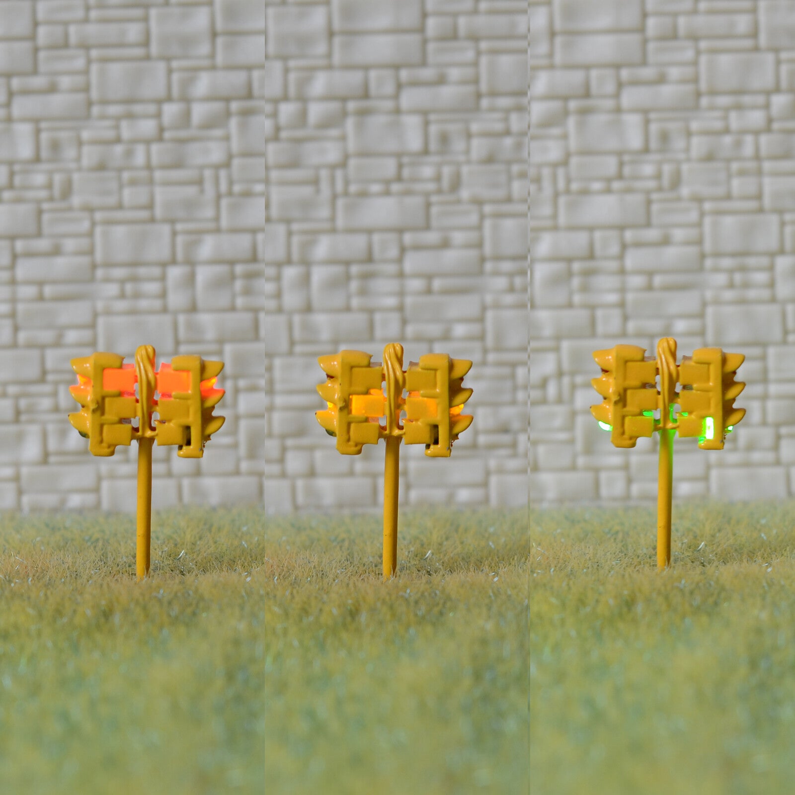 2 x traffic signal N scale model railroad crossing walk LED pedestrian lamp #Y33