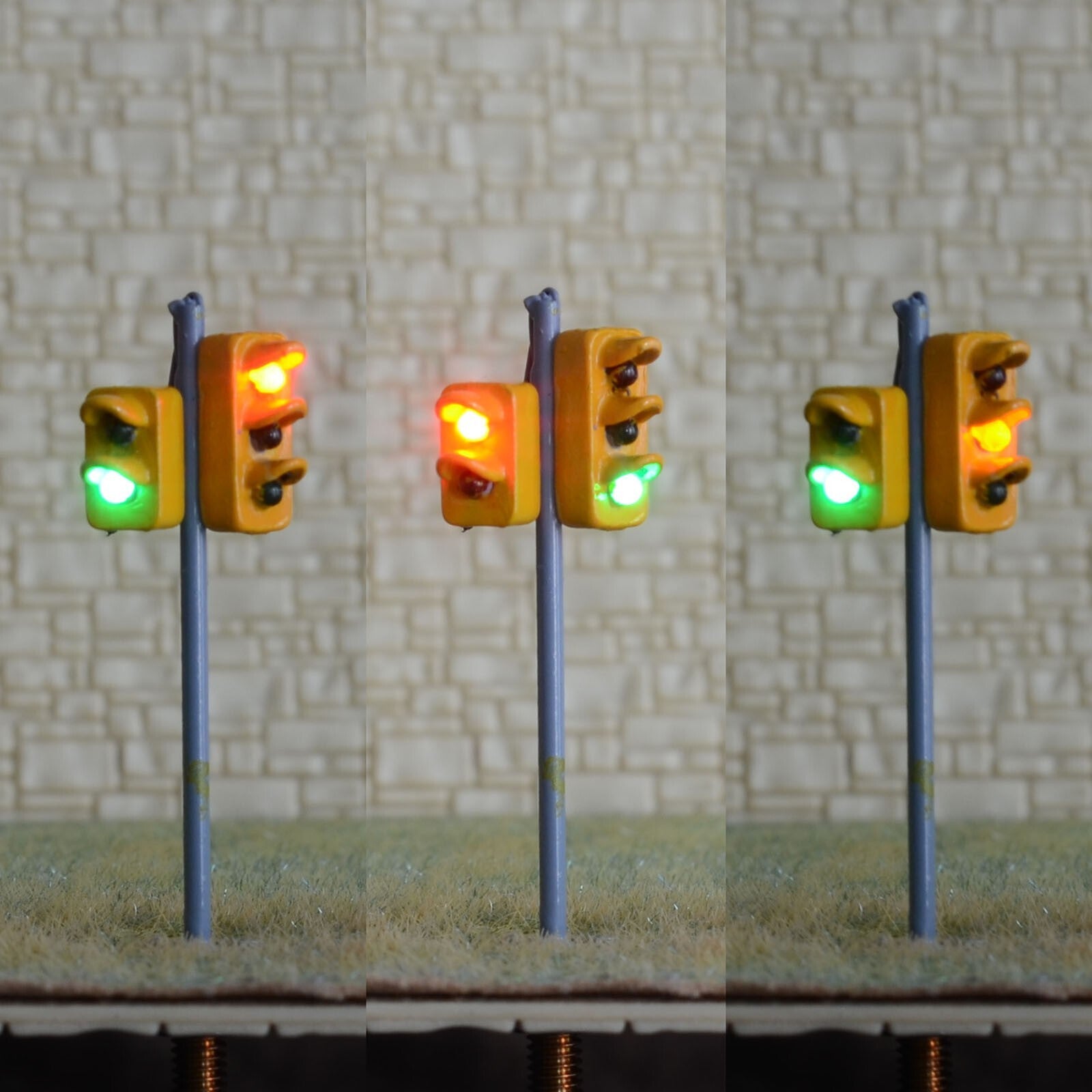 2 x traffic signal light HO OO scale model railroad crossing walk led lamp #OR23