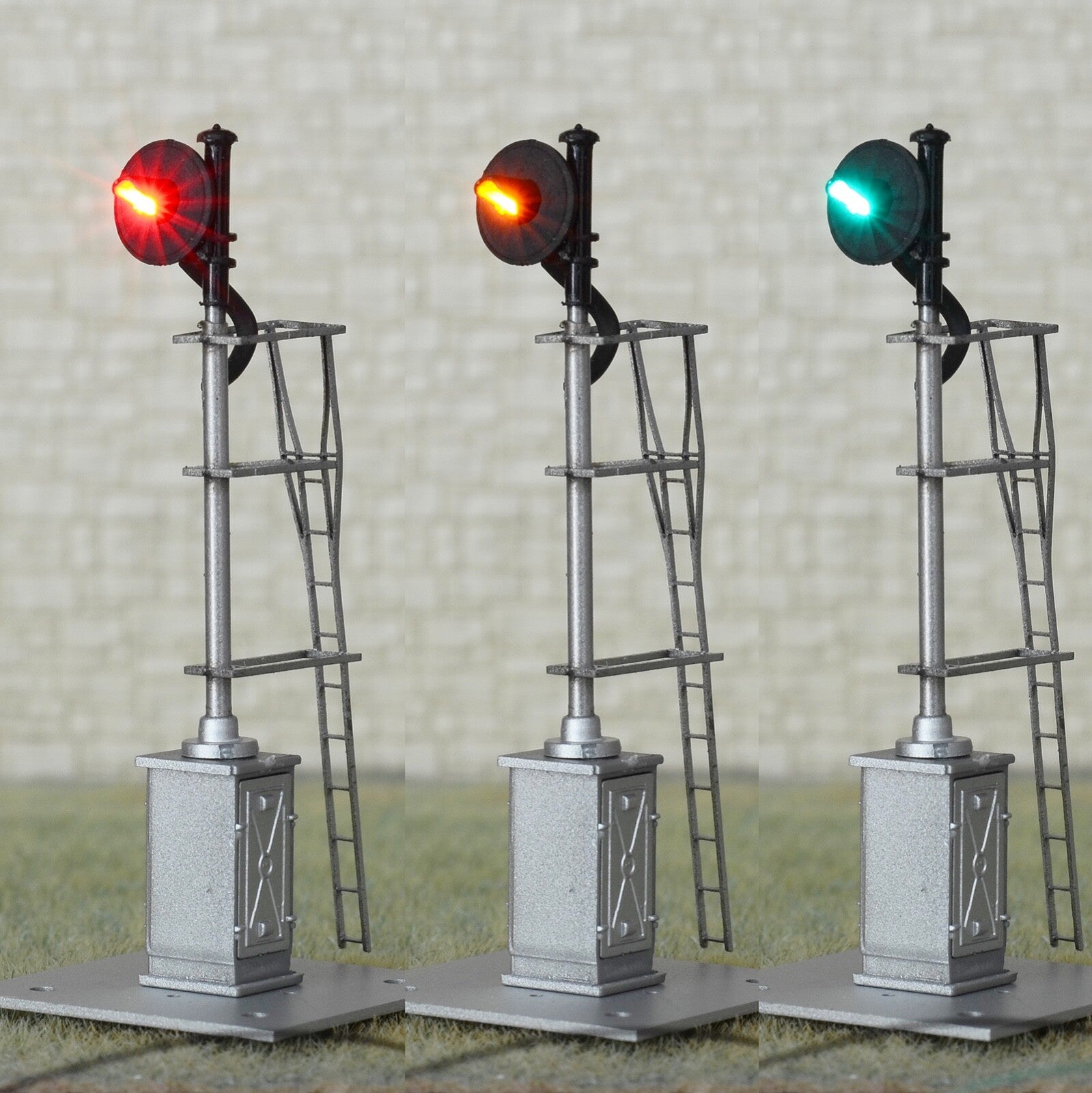 1 x HO scale model railroad tri-colors searchlight signal fine metal cabinet #01