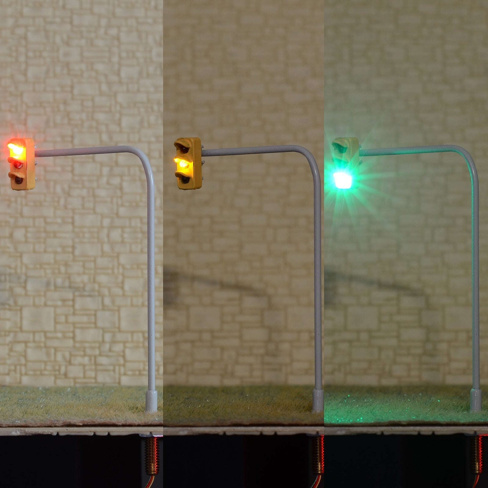 2 x traffic signal light HO OO scale model railroad crossing walk LED lamps #1U