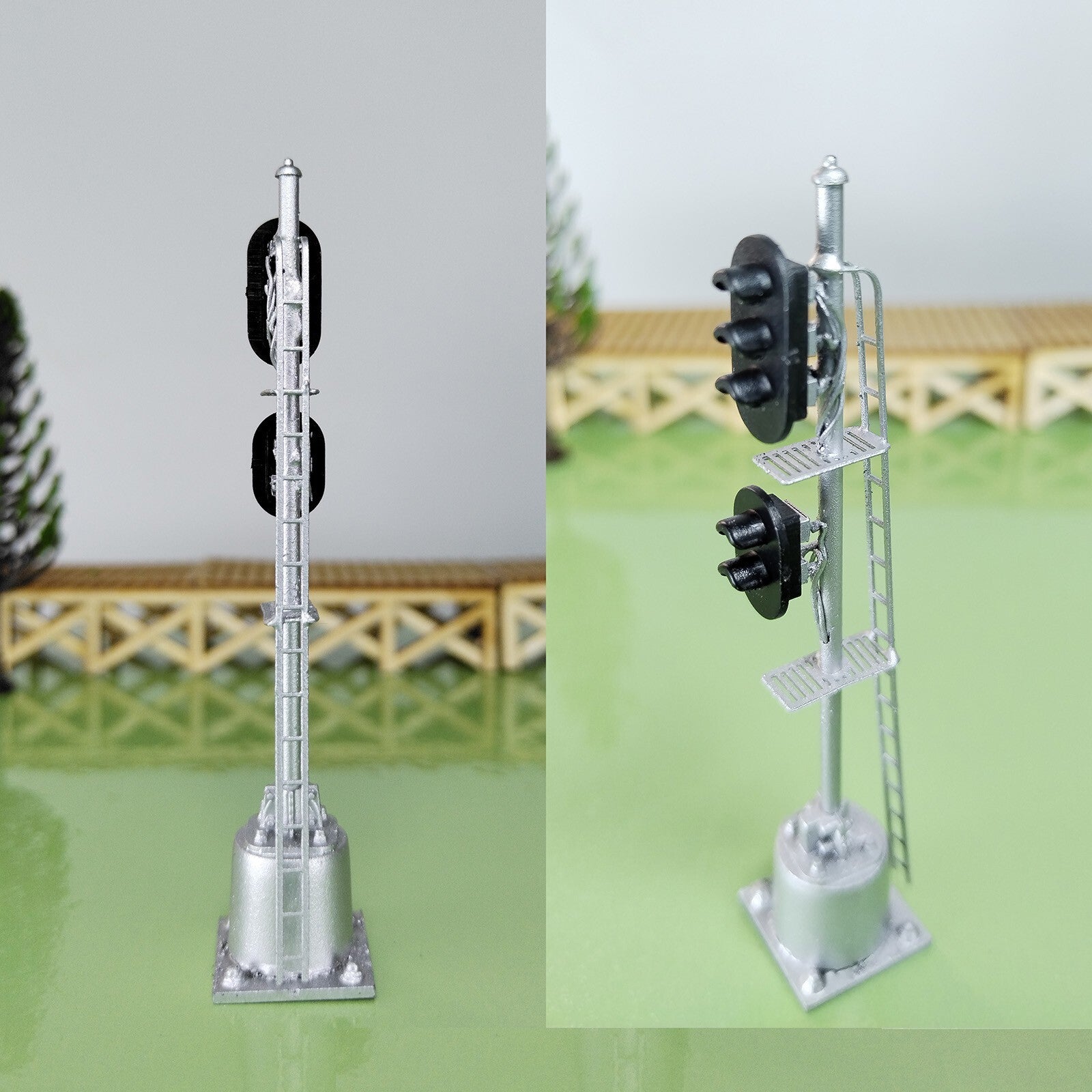 1 x HO scale model railroad 2 heads 2 + 3 aspects block signal LED made #K32Sp