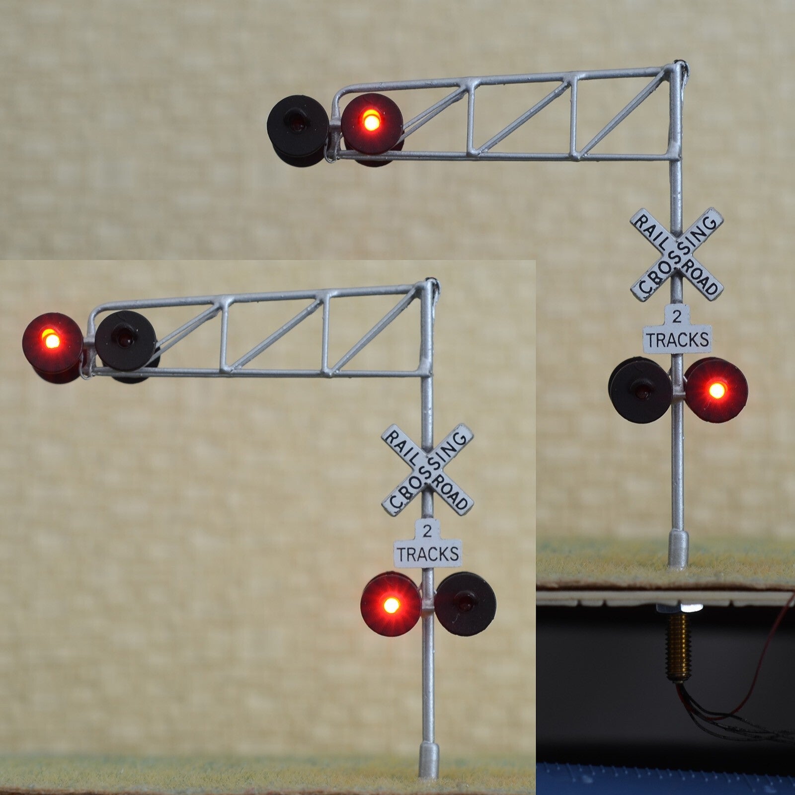 1 x HO scale model railroad cantilever grade crossing signal 2 tracks #C27