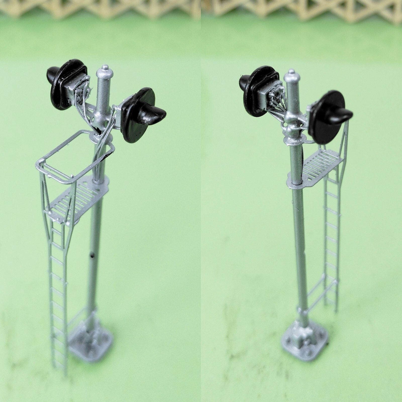 1 x HO scale model railroad 3-colors searchlight signal metal 2 head opposite