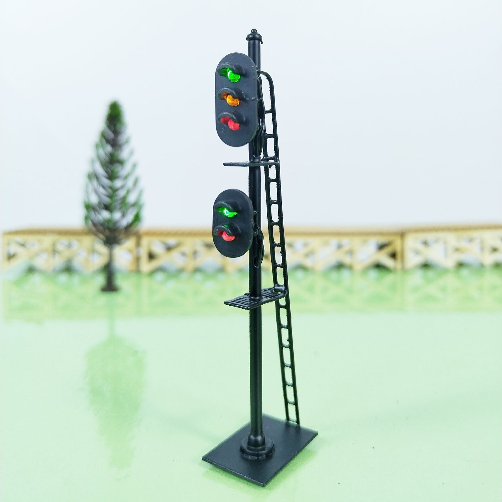 1 x HO scale model railroad 2 heads 2 + 3 aspects block signal LED made #K32SrBK