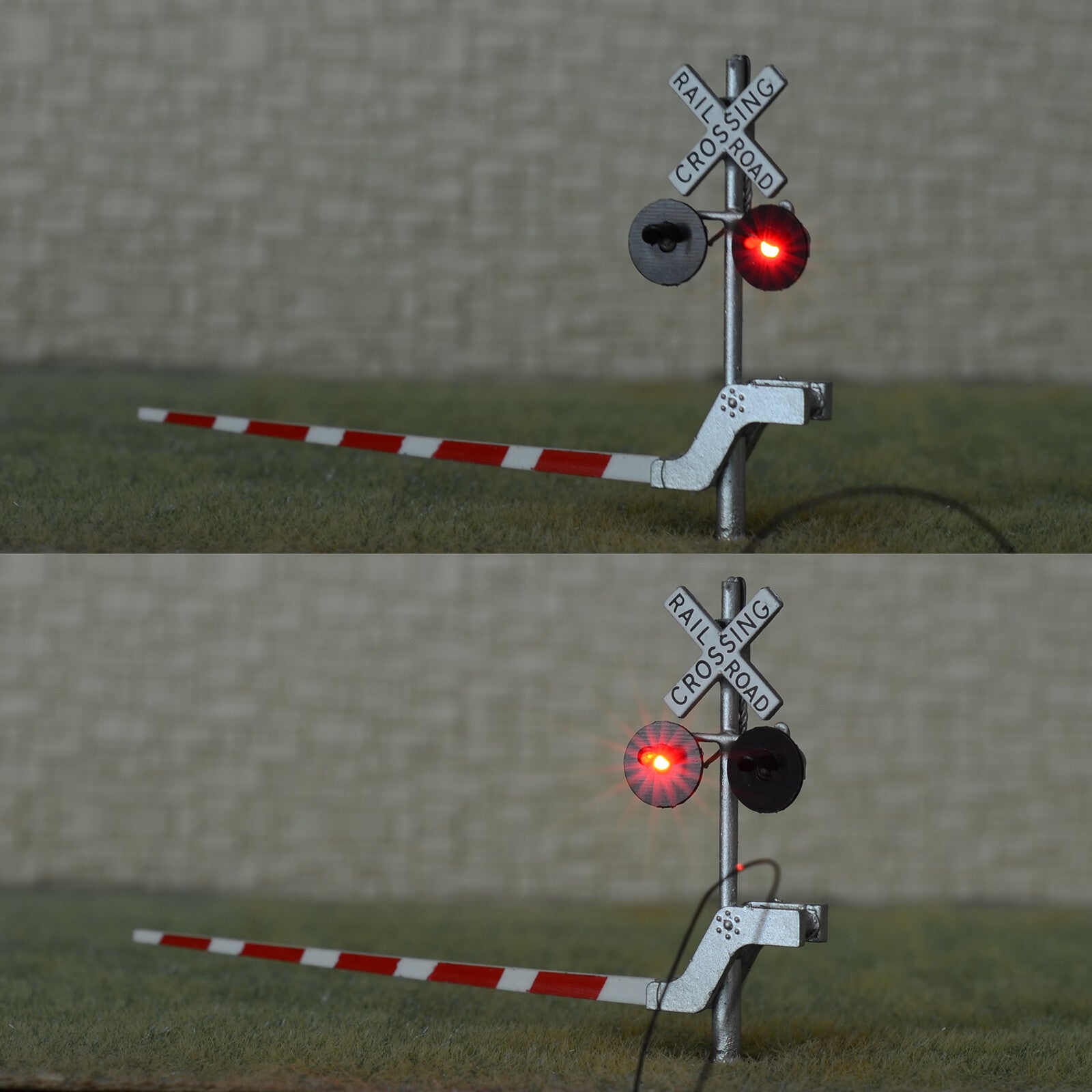 2 x HO scale railroad crossing signal arm gate stop lever flasher any track #S20