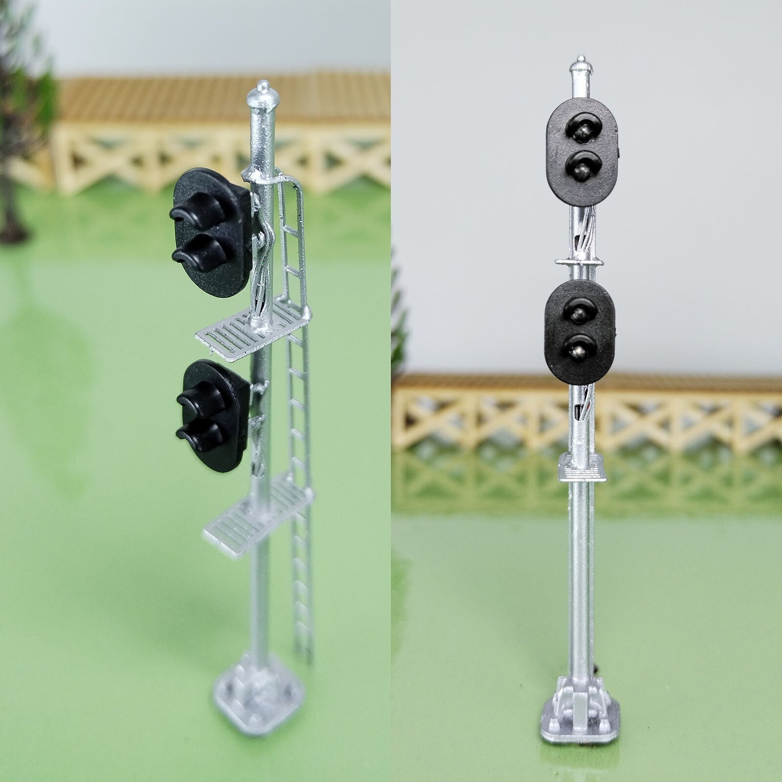 1 x HO scale model railroad 2 heads 2 aspects block signal LED made #K22Sg