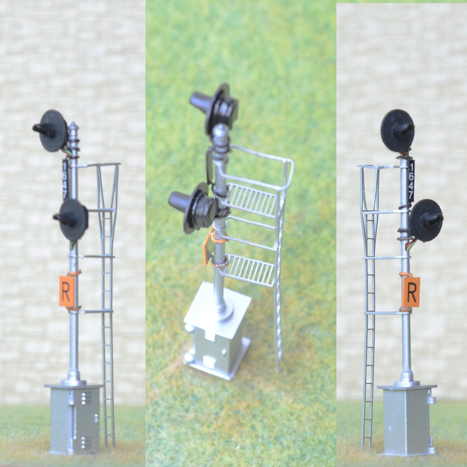 1 x HO scale 2 head searchlight lower offset Distant / Intermediate signal #OF05