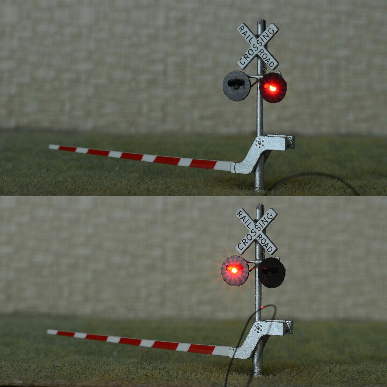 2 x HO scale railroad grade crossing signal arm gate stop lever 2 tracks #S20R