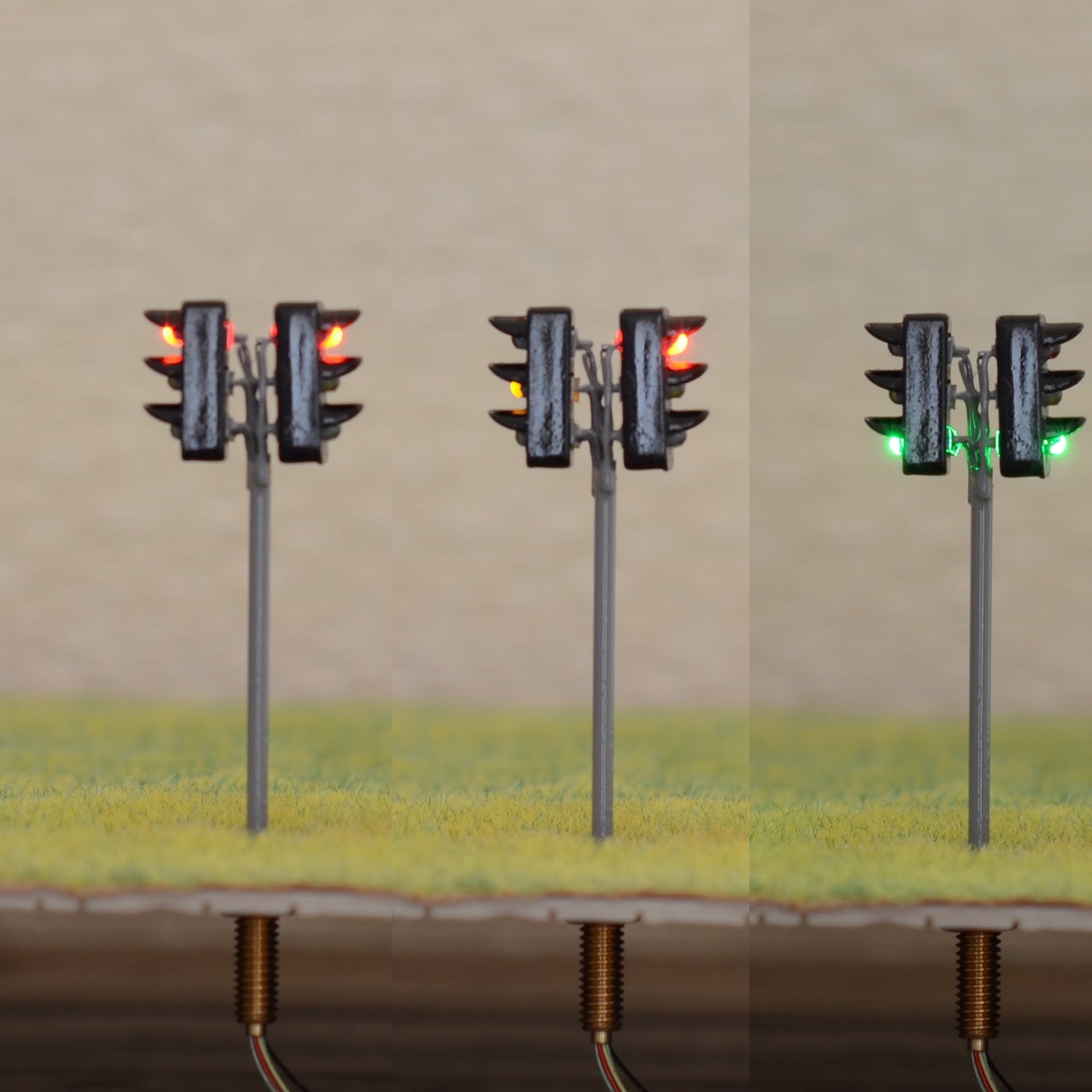 2 x traffic signal light HO OO Scale Model railroad crossing walk led lamp #H33