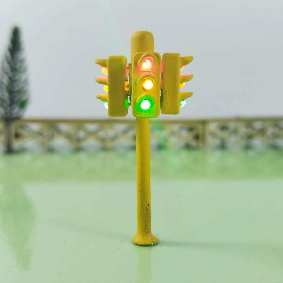 2 x traffic signal light HO OO scale model railroad 4 directions sign LED #TS4D