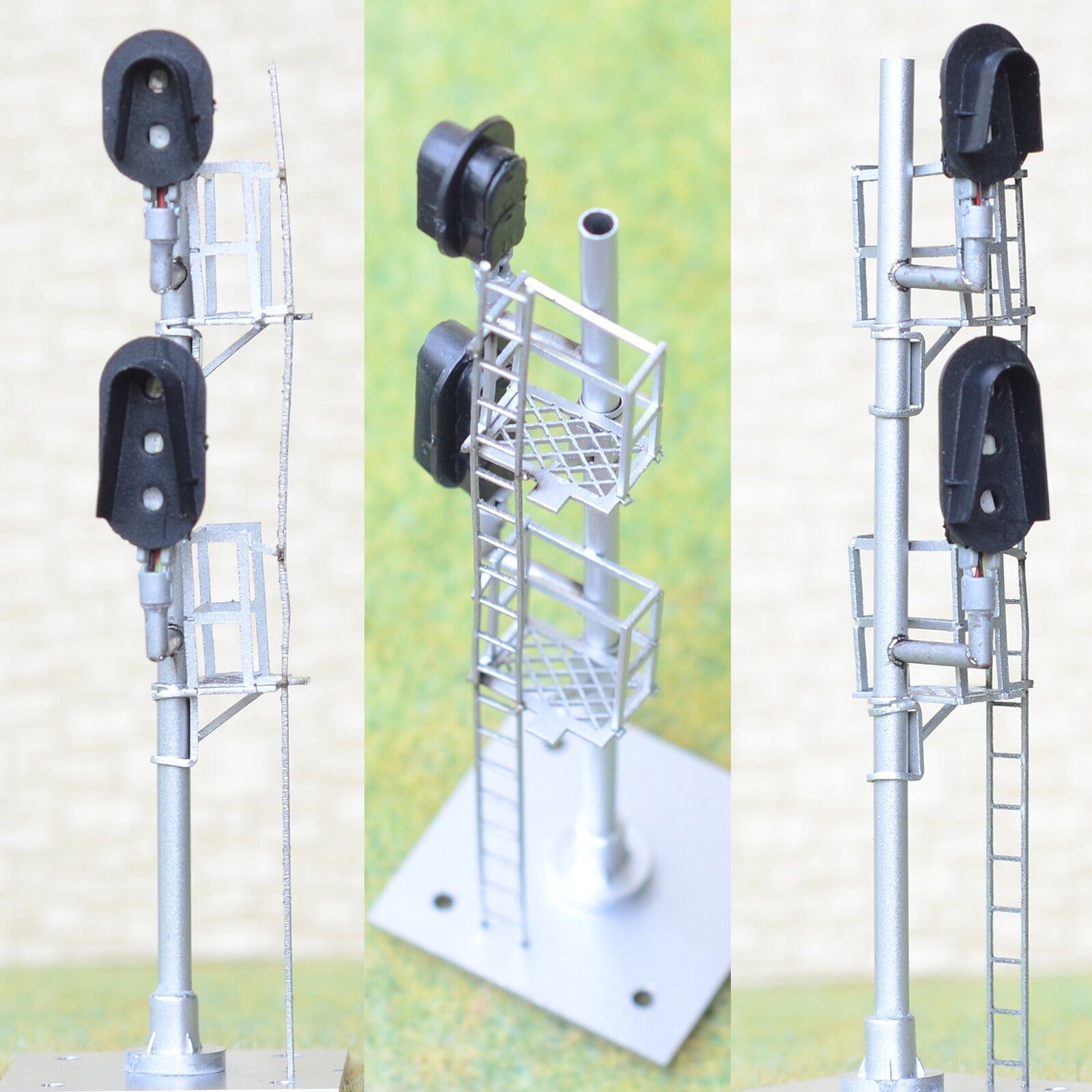 1 x HO scale 2/3 colors block signal sunshield 2 heads Darth Vader style #U2D3