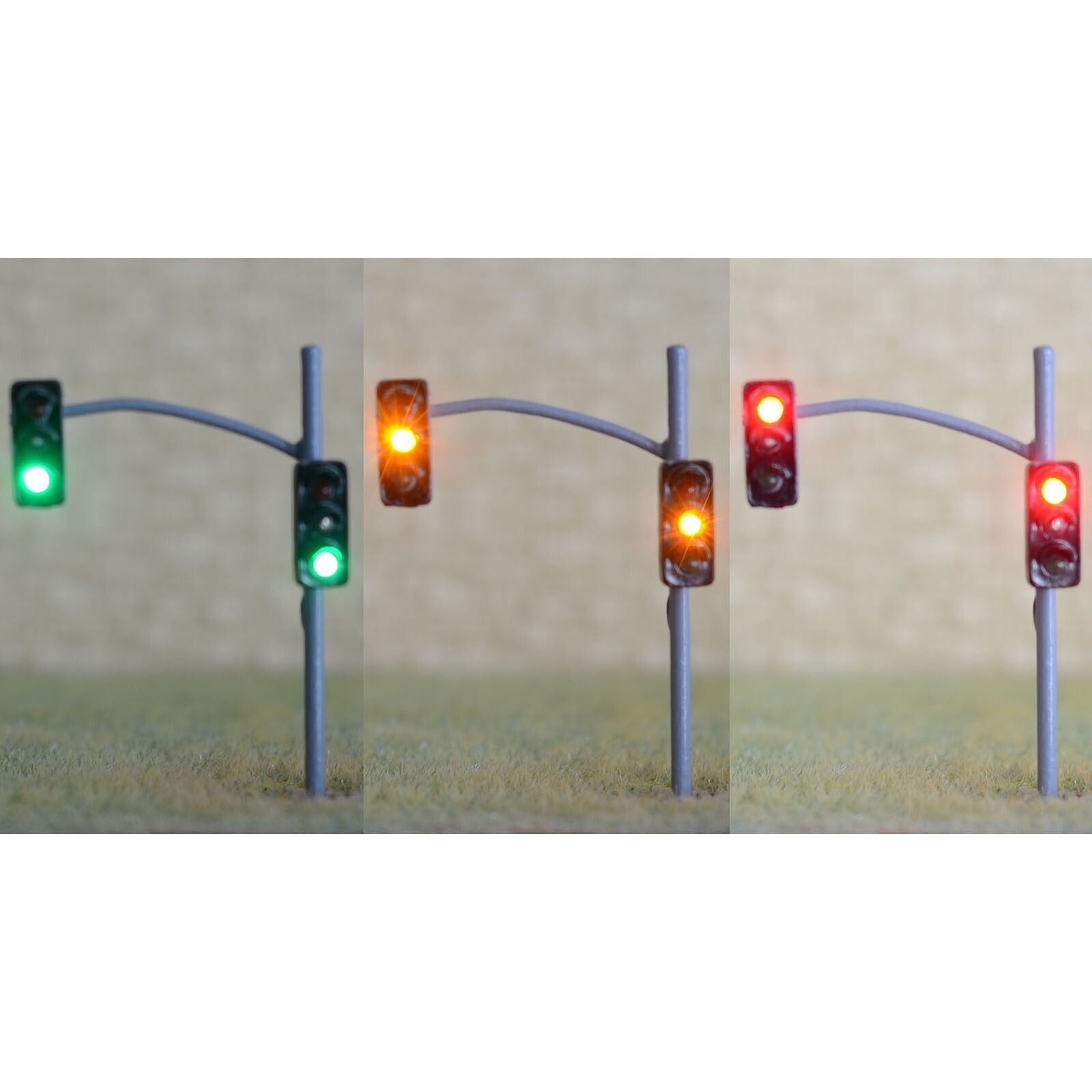 2 x traffic signal light HO OO scale model railroad crossing street light #3P3E
