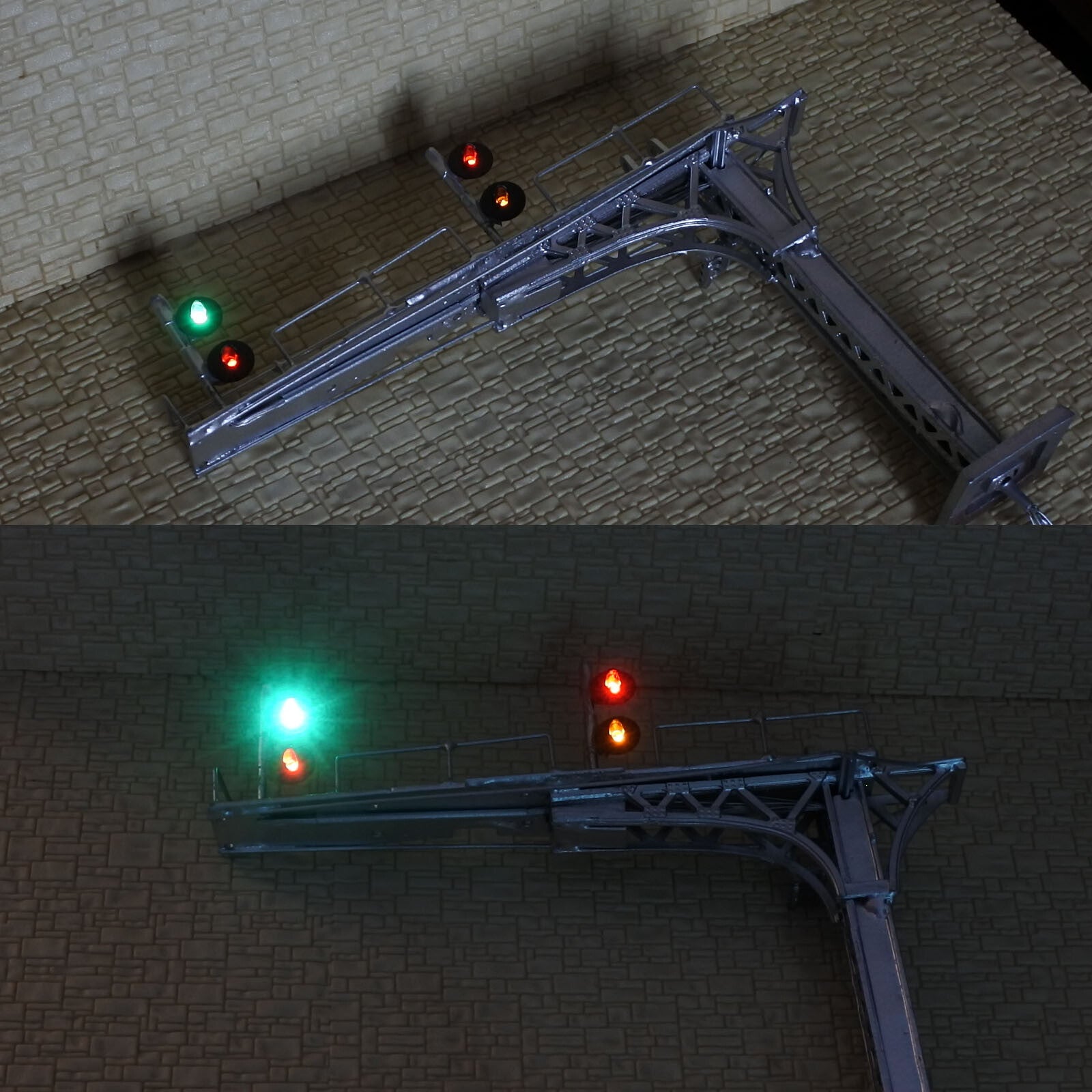 1 x HO OO block searchlight cantilever signal bridge tricolor 2 track metal #D43