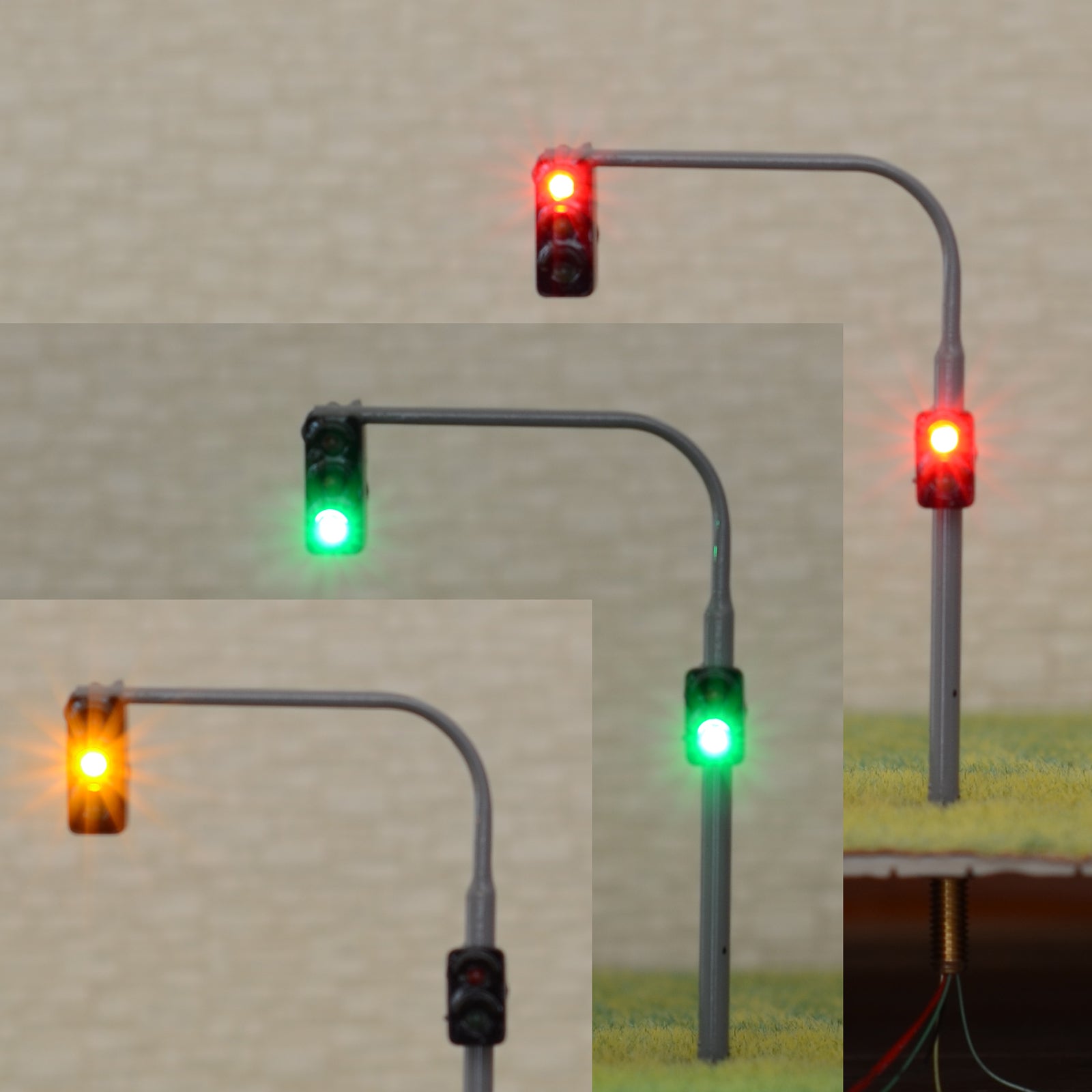2 x traffic lights HO OO crossing walk model train led street signals #B3C2RHBL