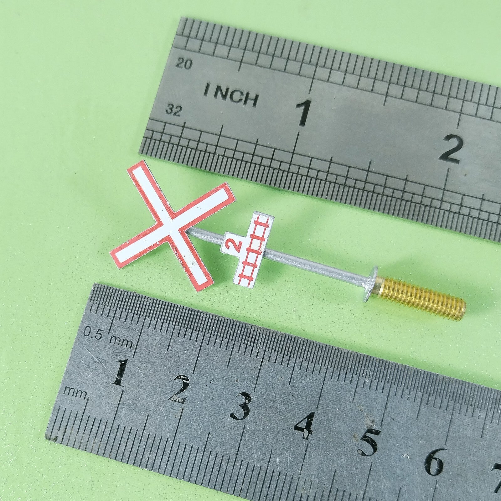 2 x HO scale railroad warning sign Canadian crossing 2 TRACKS sign trackside #2T