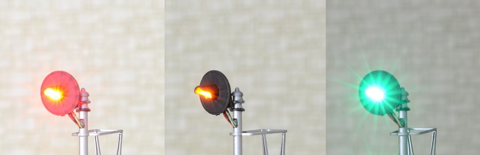 1 x HO scale model railroad 3 colors searchlight signal with doll arm metal #DR1