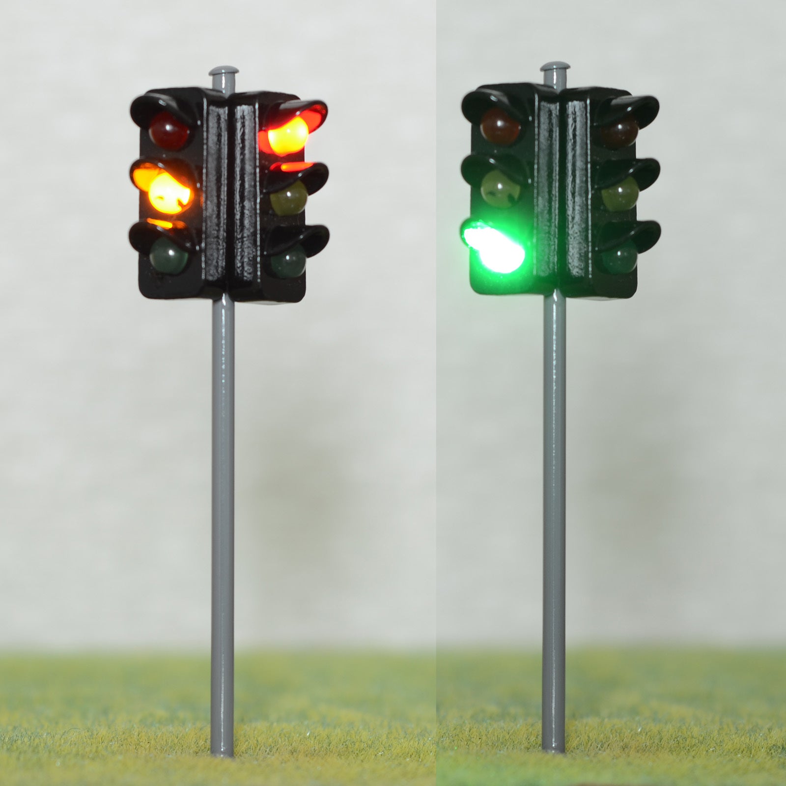 2 x traffic signal light O scale model railroad crossing walk led lamp #GR33