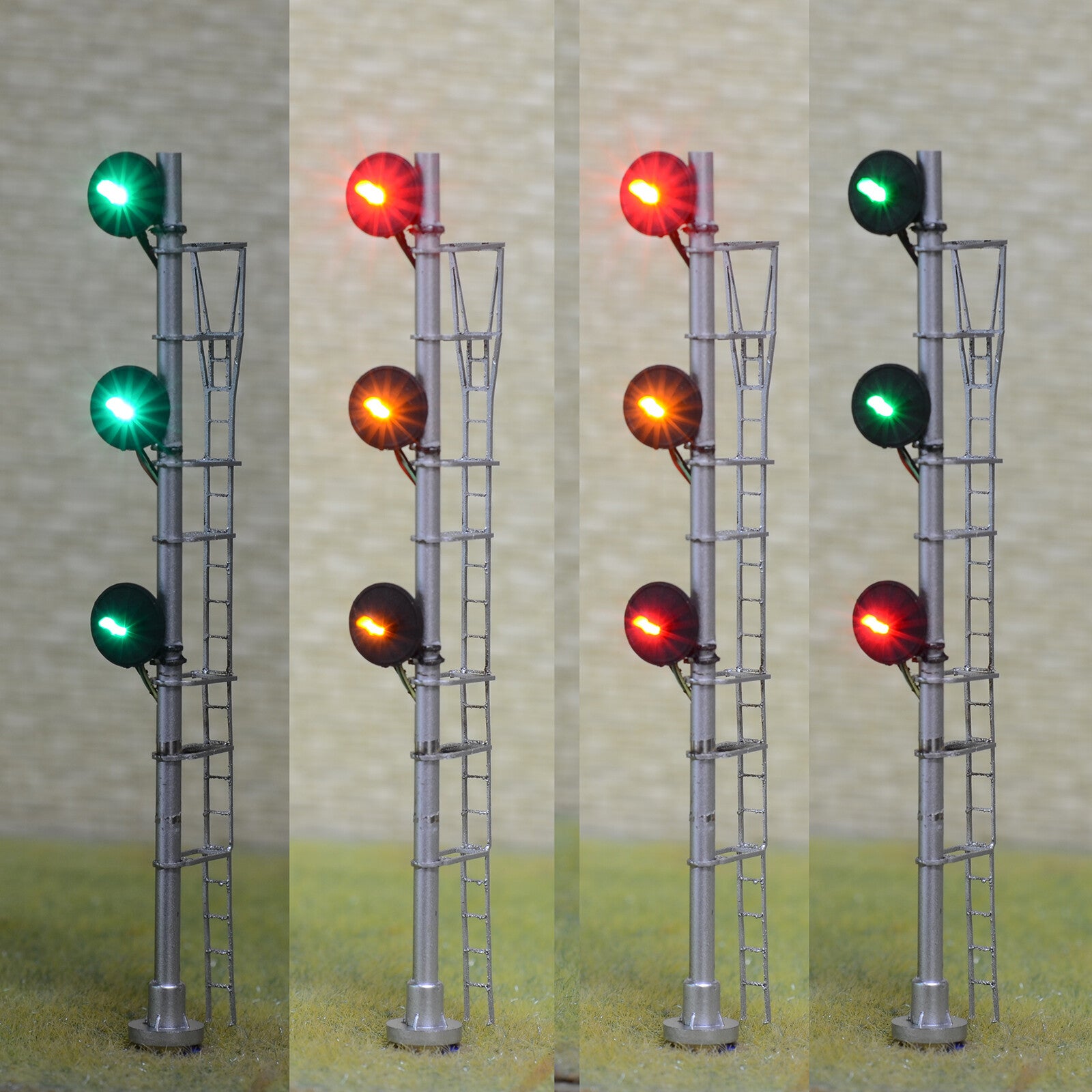 1 x HO scale model railroad 3-colors searchlight signal metal block 3 heads #S13