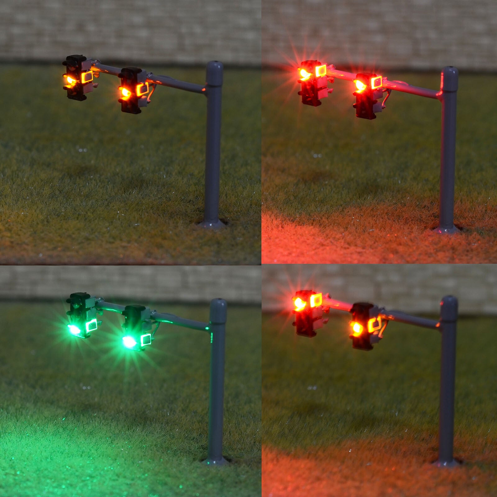 2 x traffic lights N scale crossing walk model LED pedestrian street signals #BL