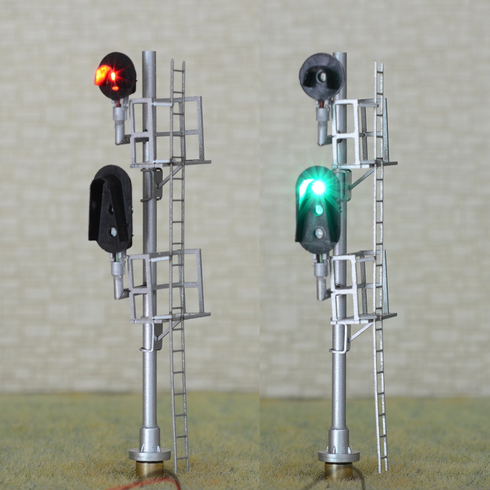 1 x HO scale fixed Red over 3 colors light Darth Vader style block signals #F13