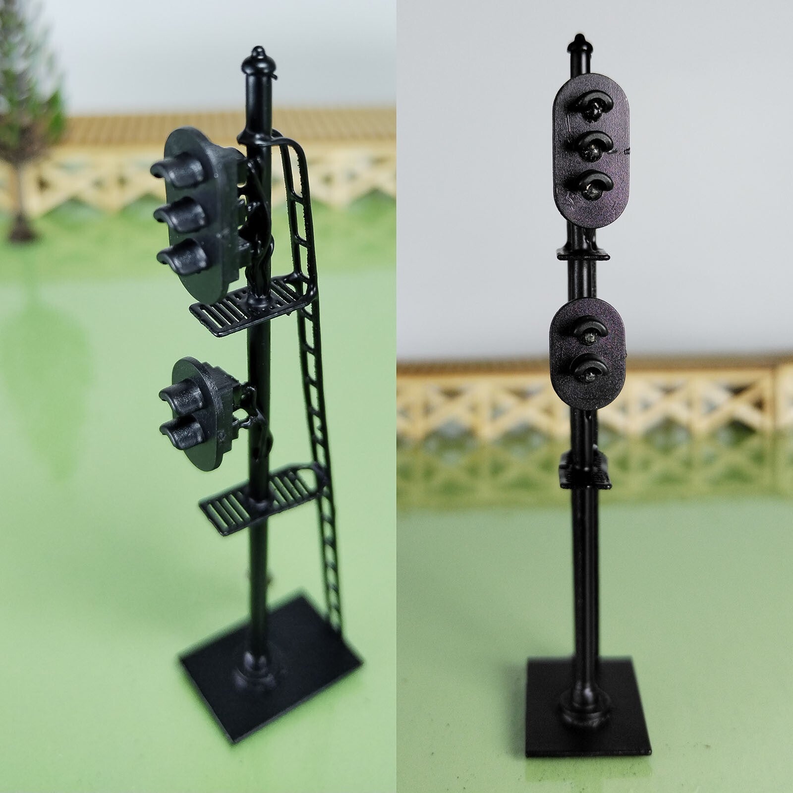 1 x HO scale model railroad 2 heads 2 + 3 aspects block signal LED made #K32SrBK