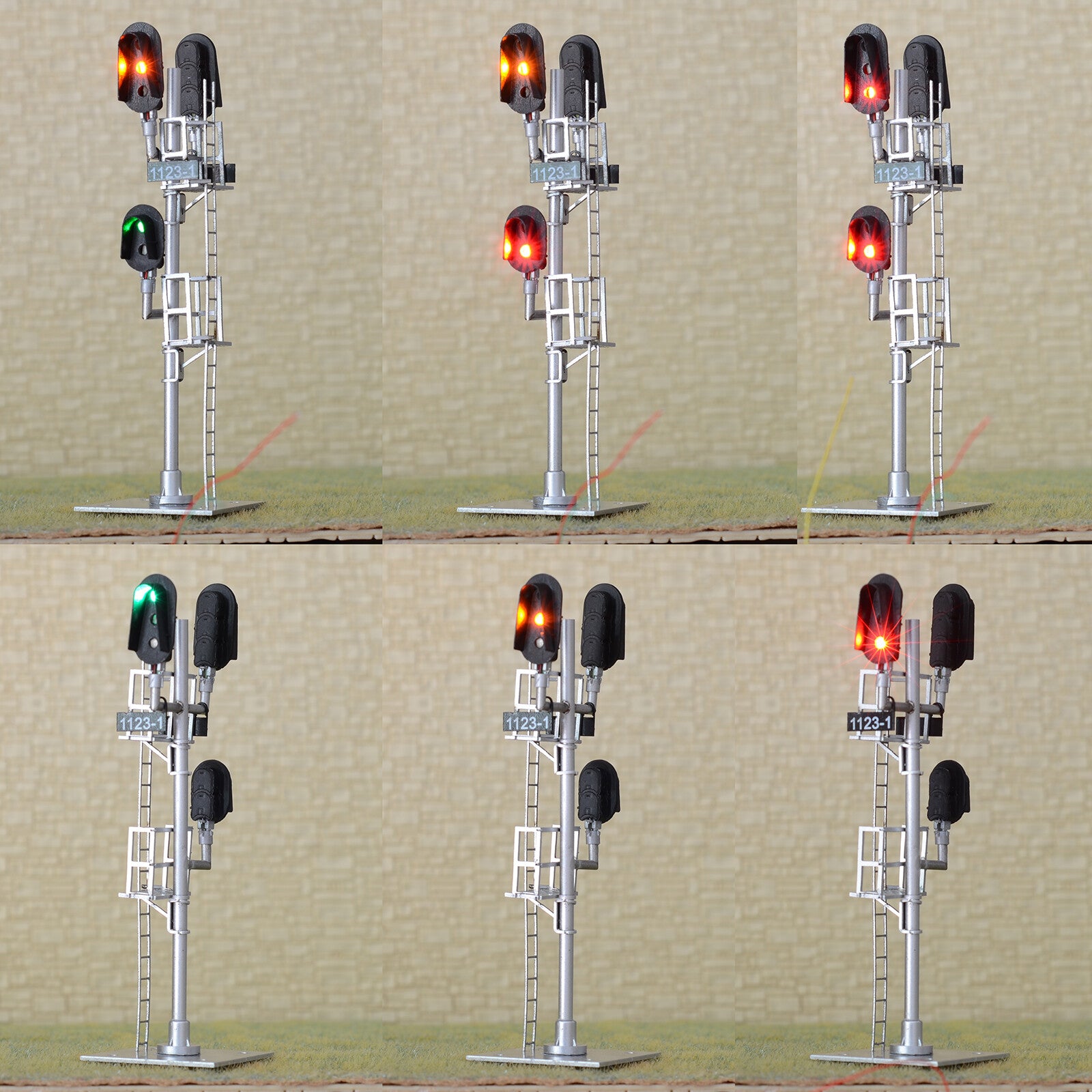 1 x HO scale model 3 colors block signal full sunshield 3 heads fine metal #F332