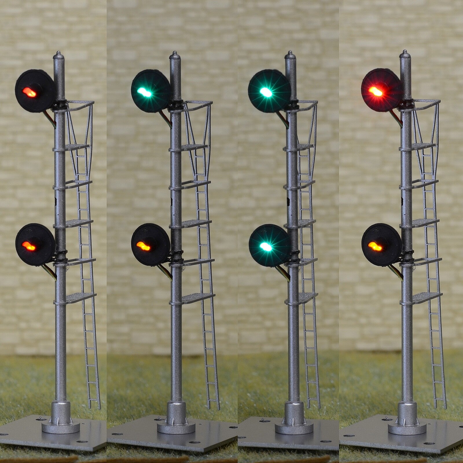 1 x HO scale model railroad 3-colors searchlight signal metal block 2 heads #W12