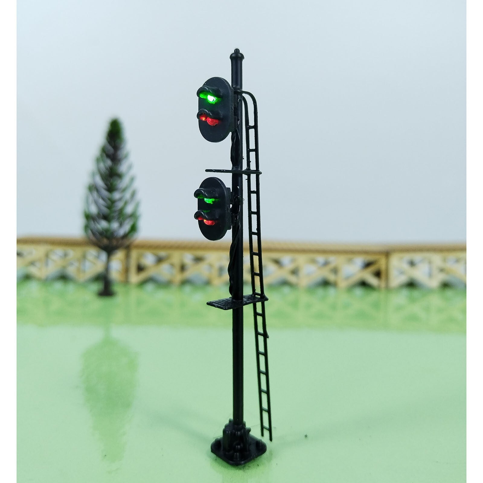 1 x HO scale model railroad 2 heads 2 aspects block signal LED made #K22SgBK