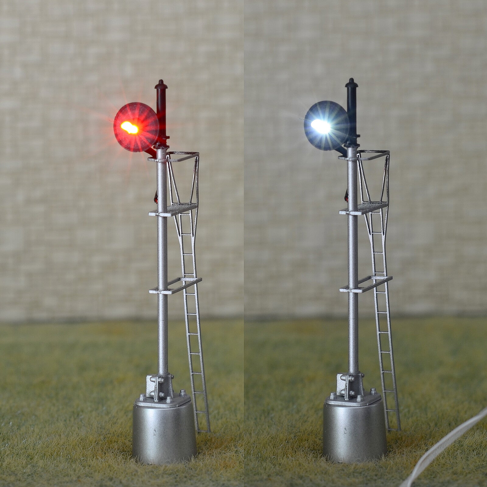 1 x HO scale model railroad Bi-Colors Red/White searchlight signal fine #02RWt