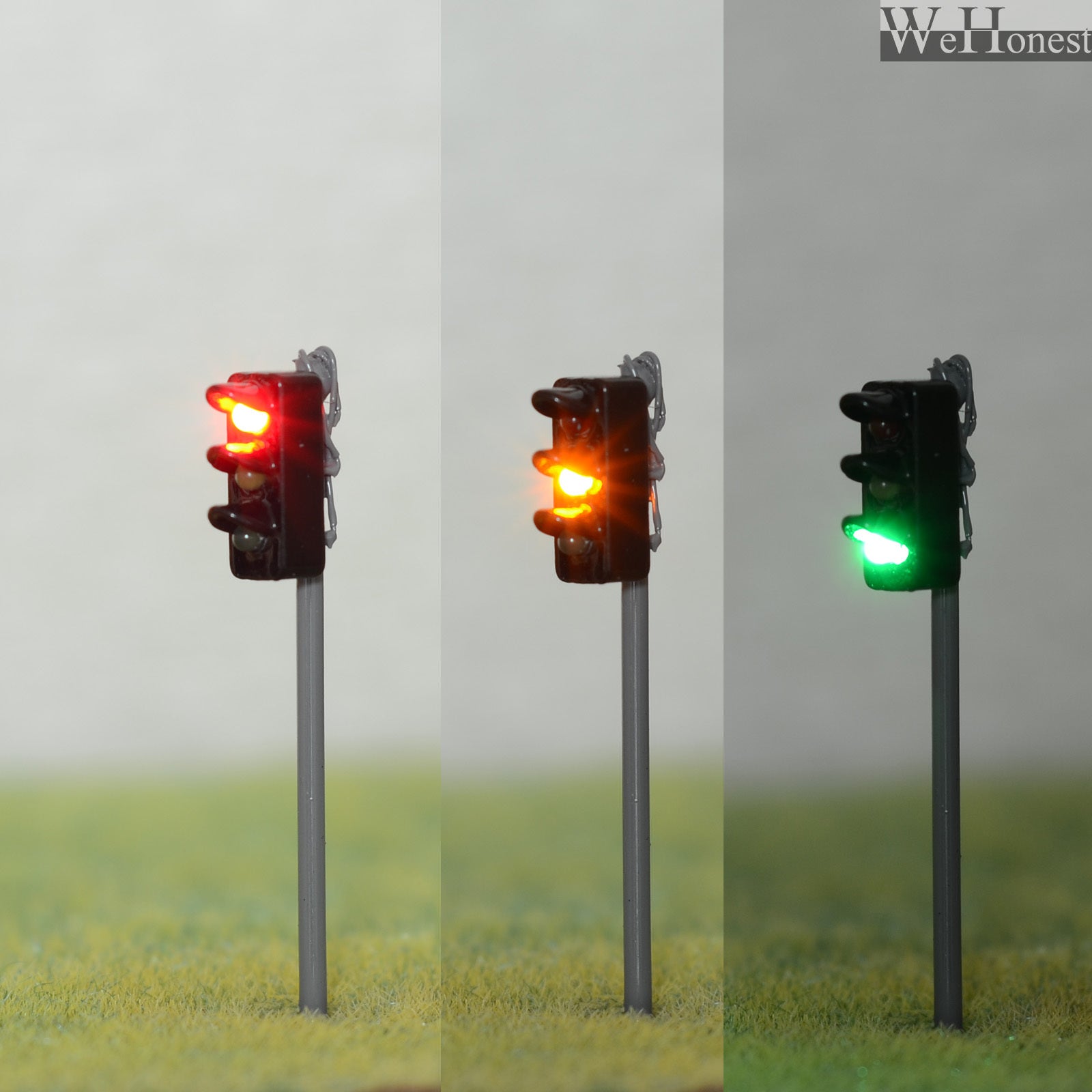 2 x traffic signal light HO OO scale model railroad crossing walk led lamps #GR3