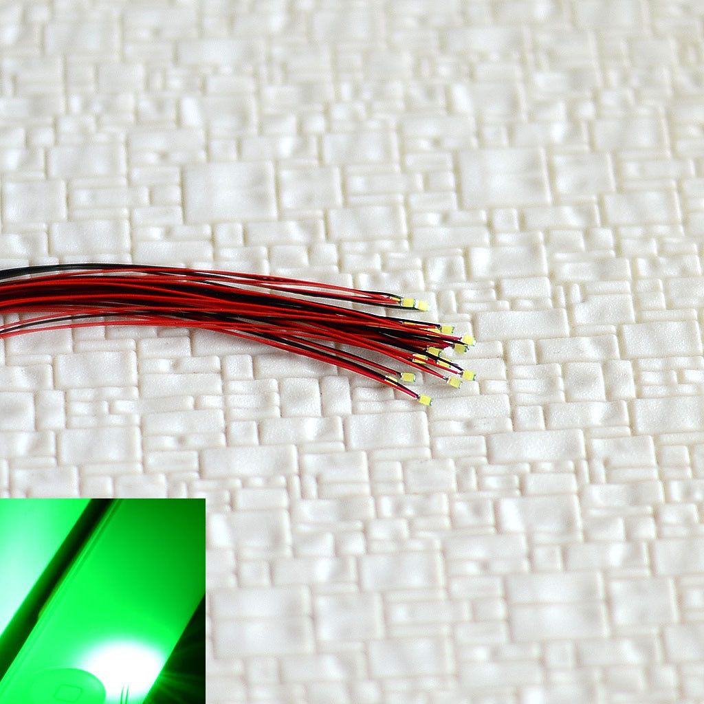 15 x Pre Wired Green #0603 SMD led Lighting Kits Pre-soldered Micro LEDs lamps