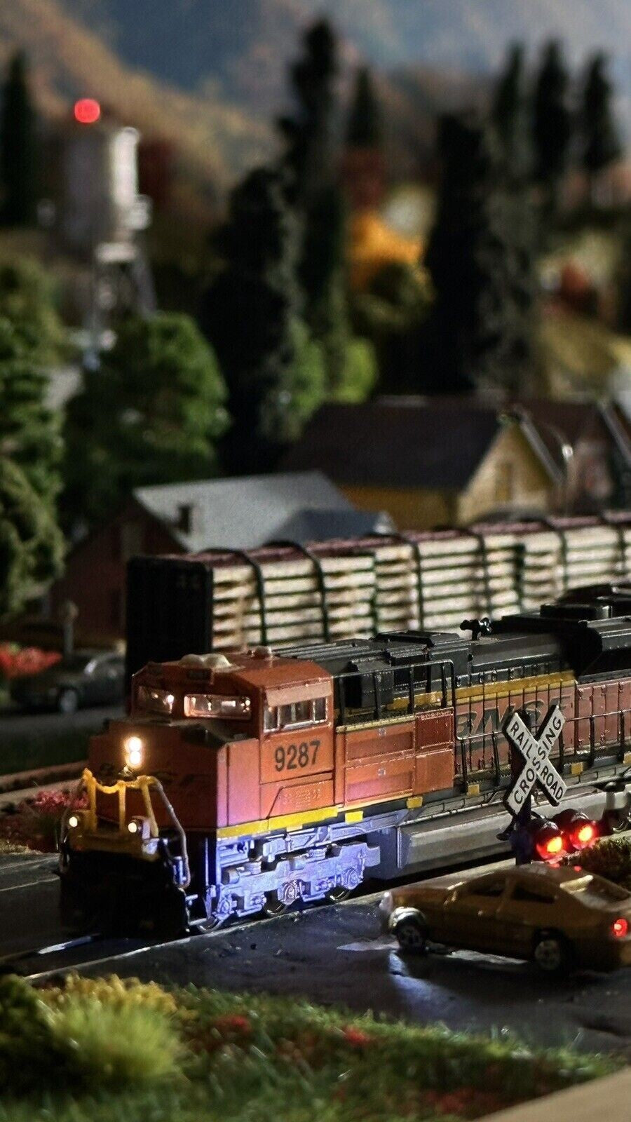 1 x N scale railroad grade crossing signal light 2 track sign LED made #csnBL6