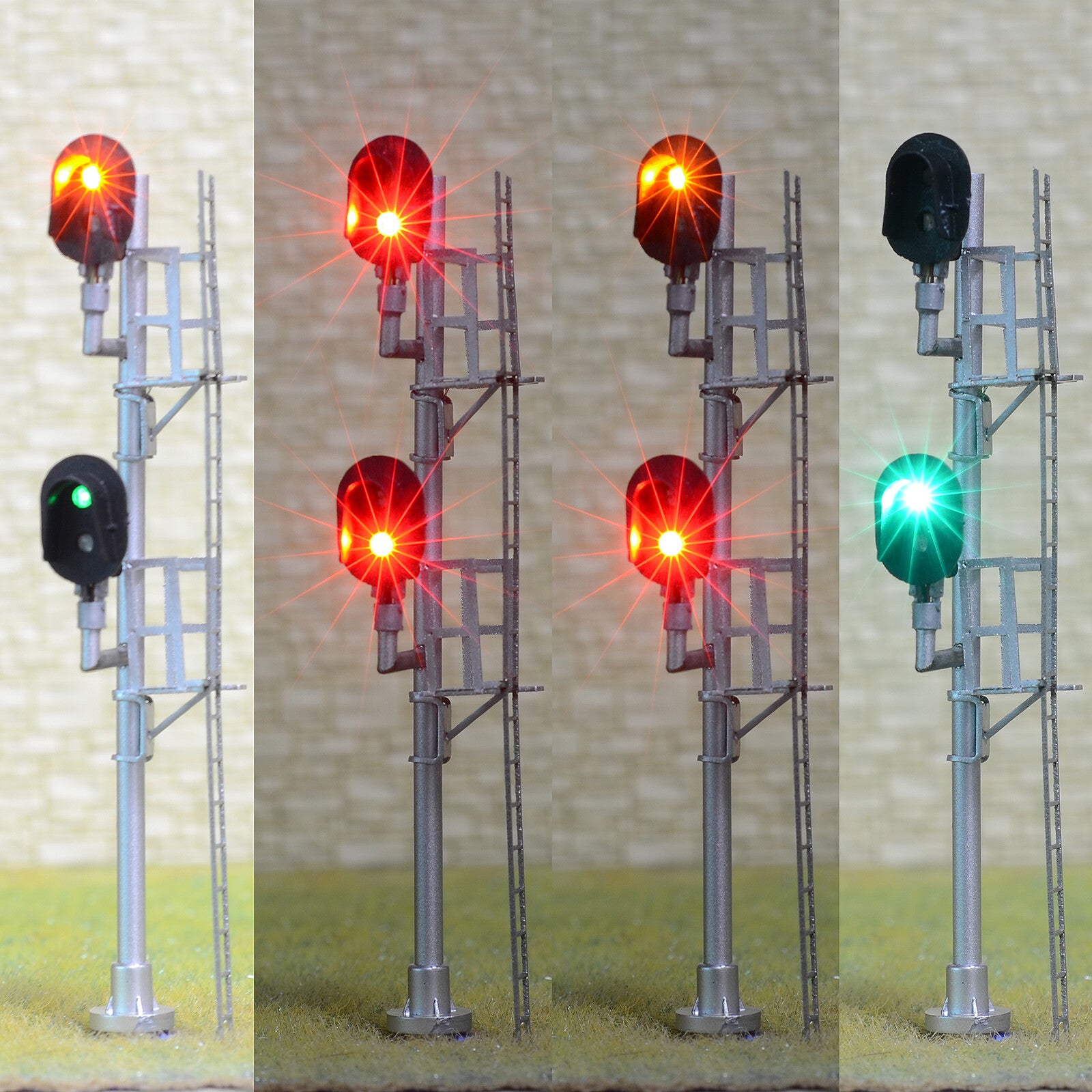 1 x HO scale 2 over 2 colors light Darth Vader style block signals siding #F22