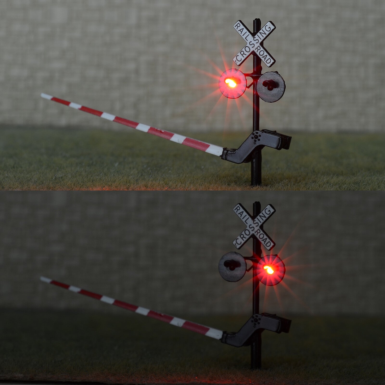2 x HO scale railroad crossing signal arm gate stop lever flasher any track #B20
